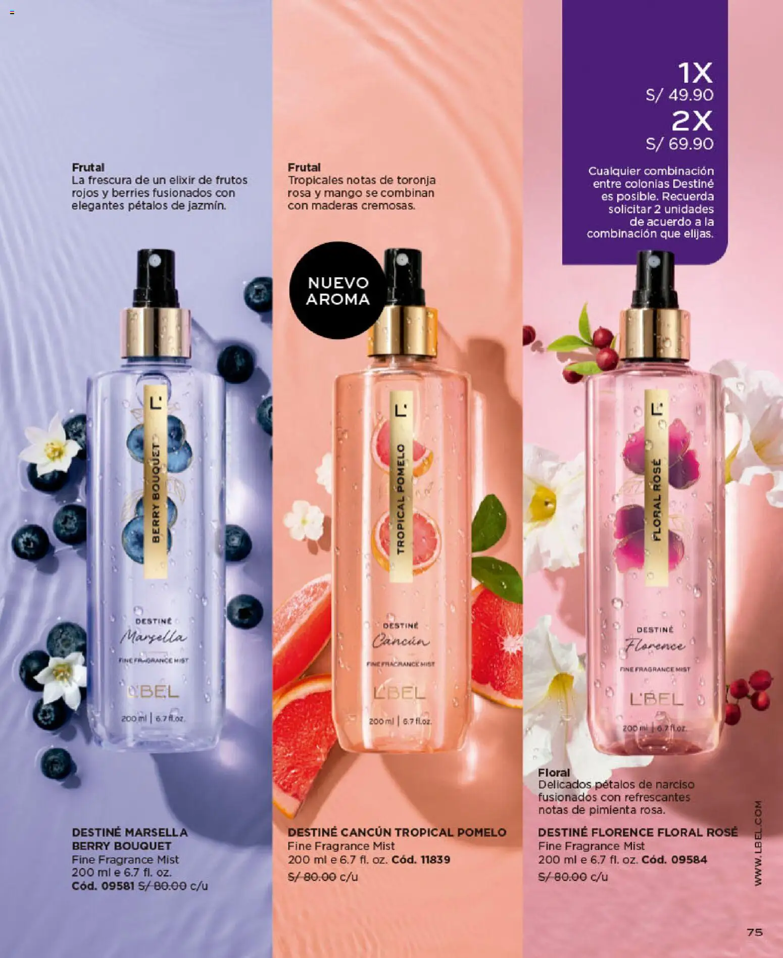 Catálogo L'Bel válido desde 09/09/2026 | Página: 75 | Productos: Toronja, Mango, Narciso