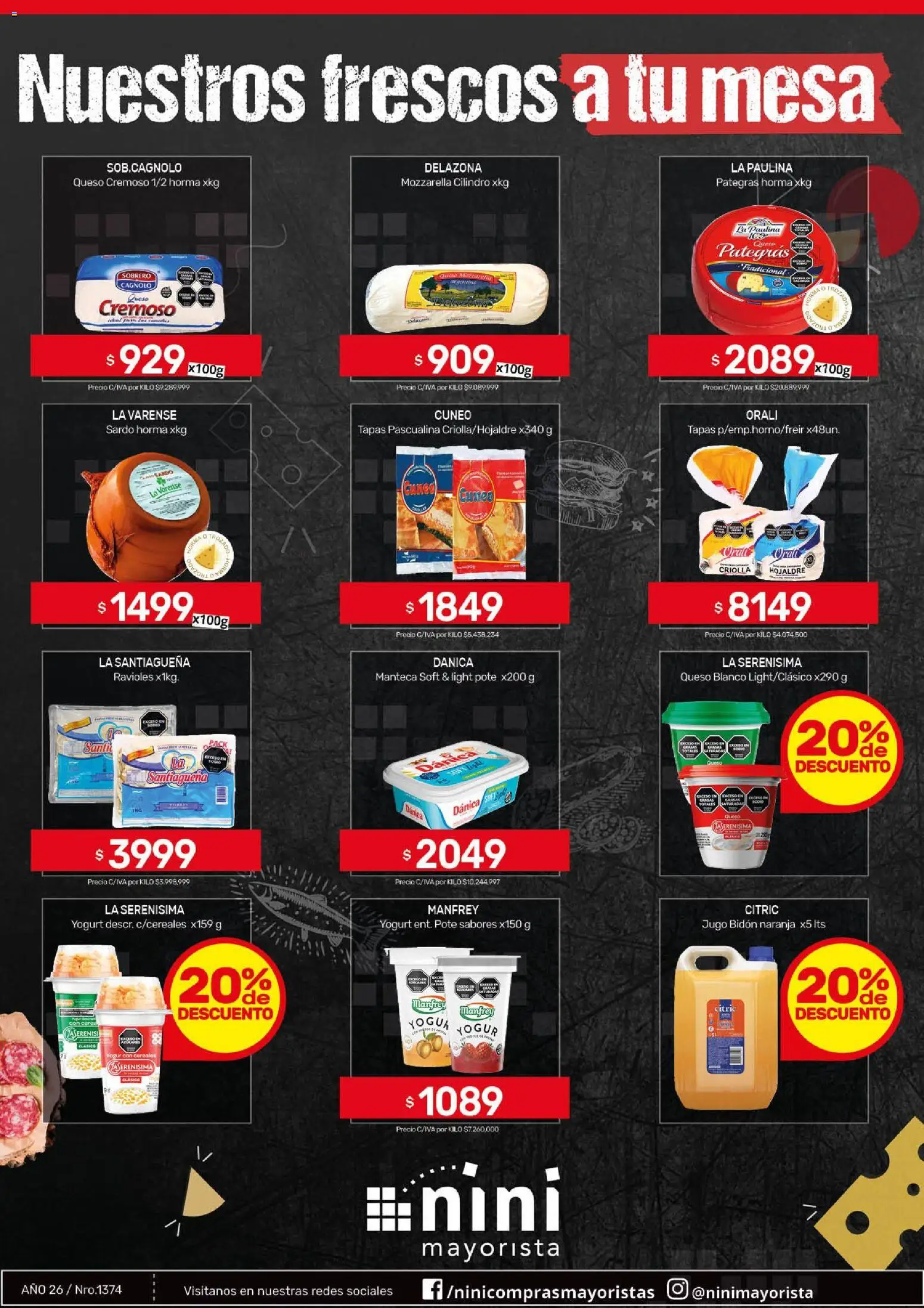 NINI Mayorista Nuestros frescos a tu mesa │ válido desde el 24/08/2026 | Página: 2 | Productos: Queso blanco, Queso, Jugo, Ravioles
