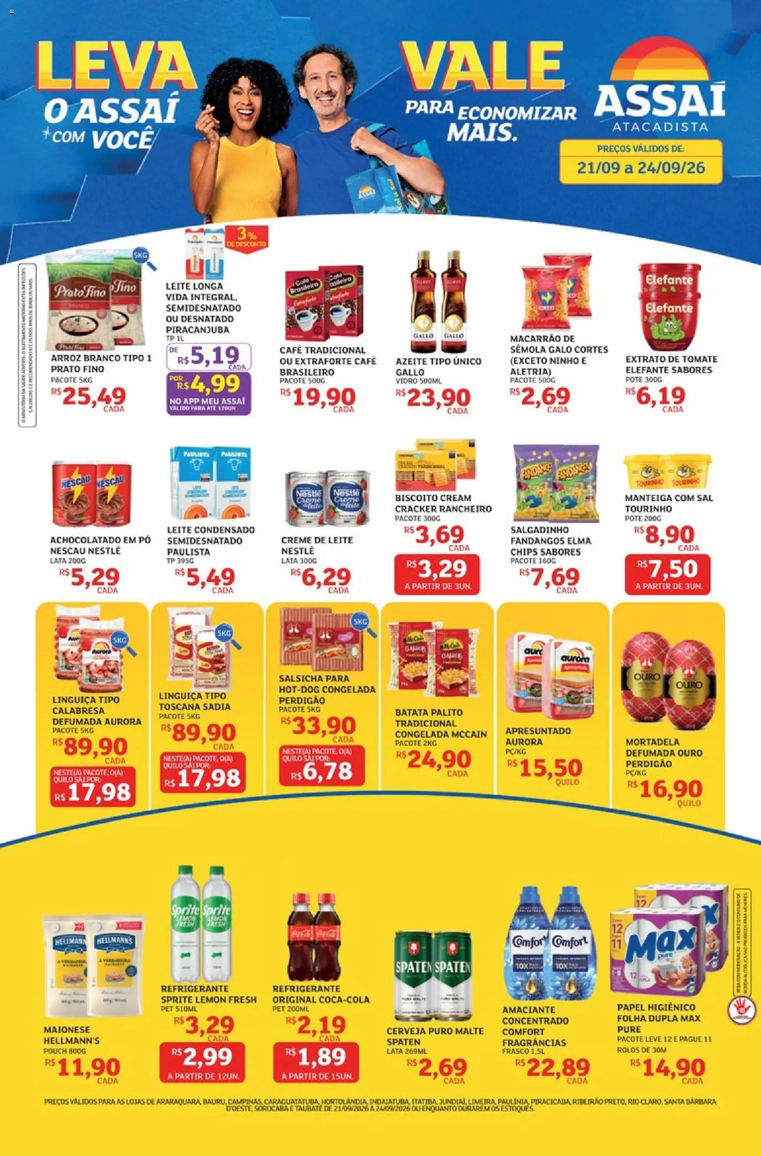 Assaí Atacadista Folheto - válido de 21/09/2026 | Página: 1 | Produtos: Refrigerante Sprite, Refrigerante, Creme de leite, Sal