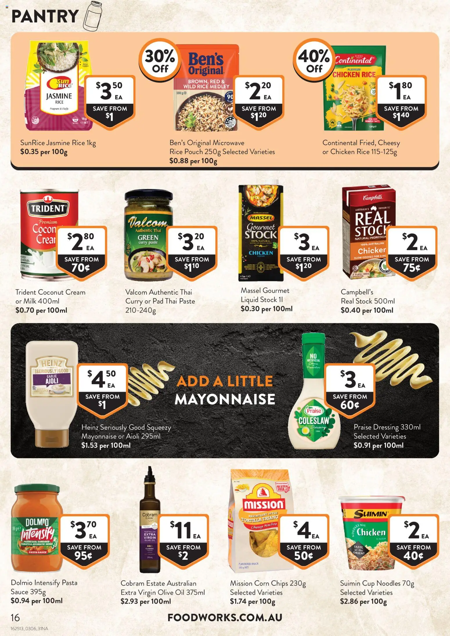 Foodworks catalogue - valid from 03.06.2026 | Page: 16 | Products: Milk, Oil, Mayonnaise, Sauce