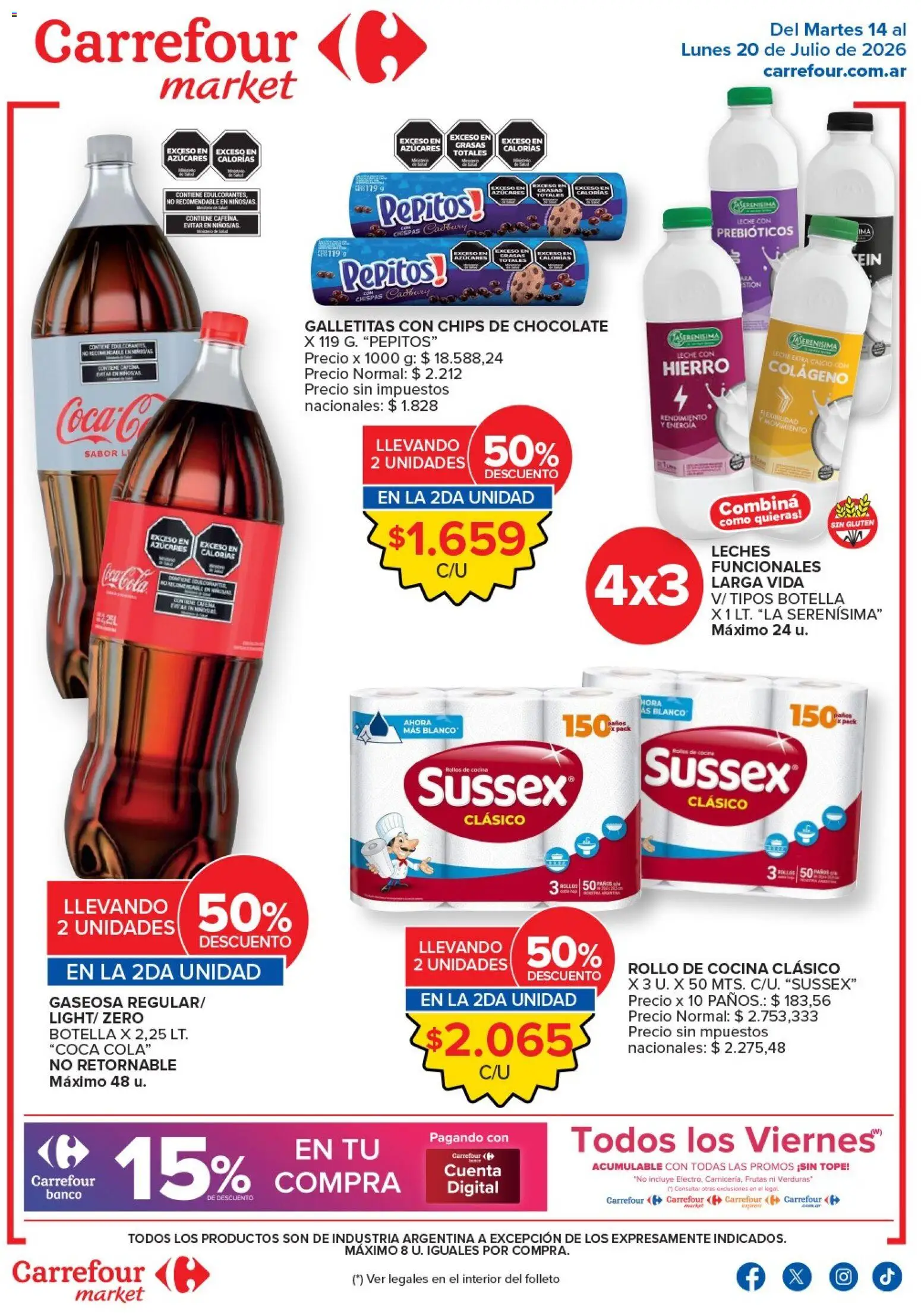 Carrefour Market - Market Paraná Concordia │ válido desde el 14/07/2026 | Página: 1 | Productos: Botella, Cocina, Galletitas, Gaseosa