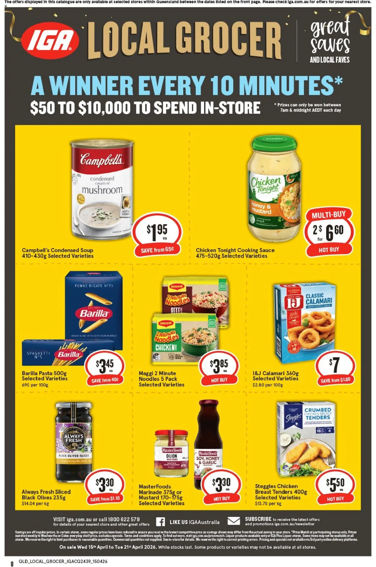 IGA catalogue - valid from 15.04.2026 | Page: 8 | Products: Box, Cheese, Chicken, Fruits