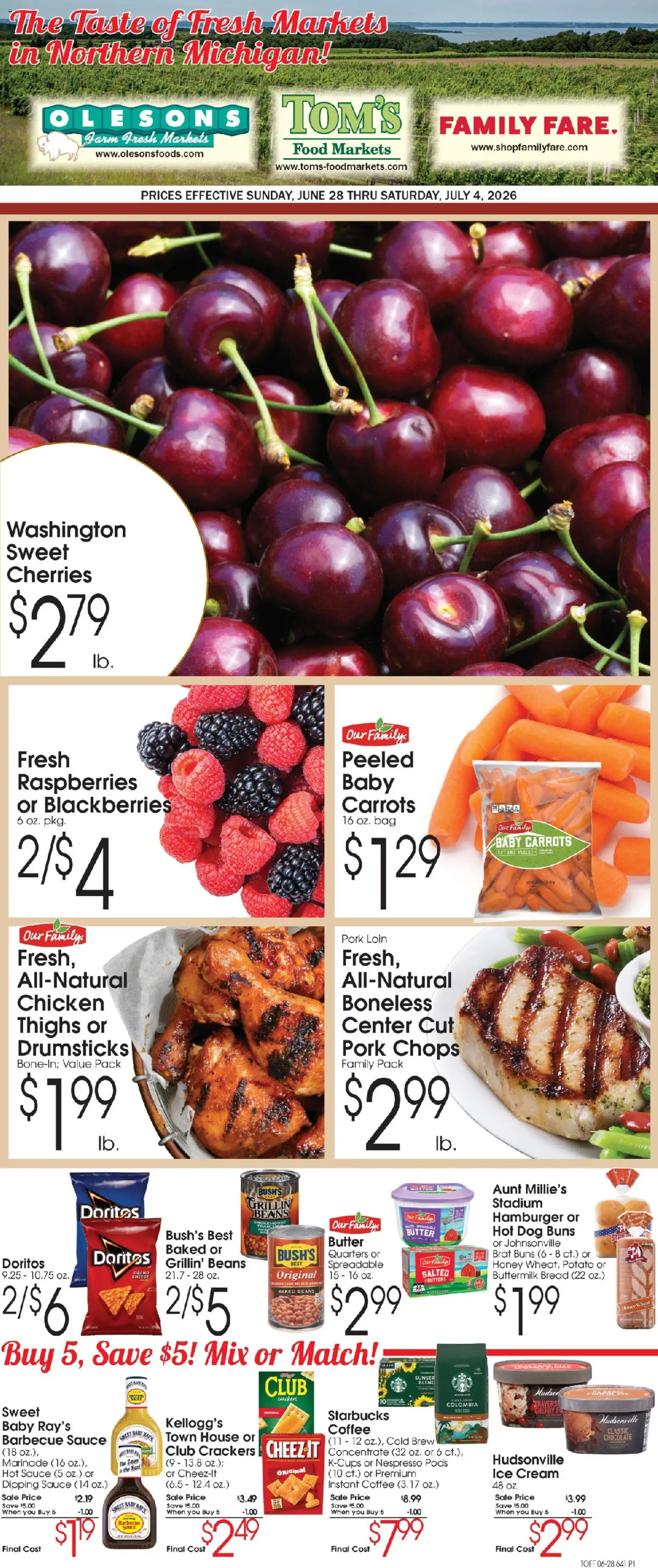 Family Fare Ad - valid from 06/28/2026 | Page: 1 | Products: Cherries, Bread, Coffee, Chocolate