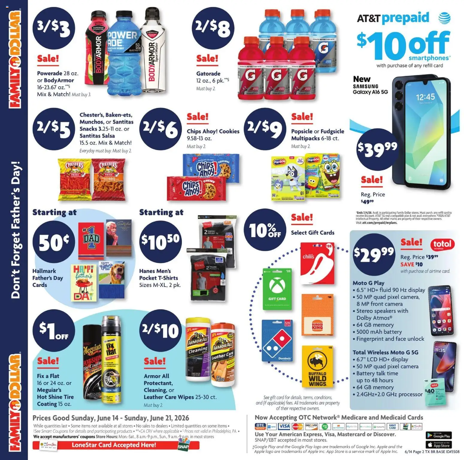 Family Dollar Ad - valid from 14.06.2026 | Page: 2 | Products: Tire, Cookies, Stereo, Camera