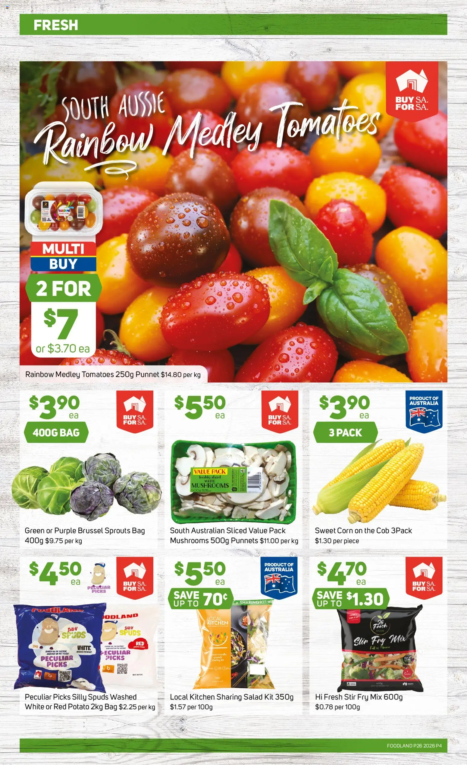 Foodland catalogue - valid from 24/06/2026 | Page: 4 | Products: Tomatoes, Mushrooms, Salad, Bag
