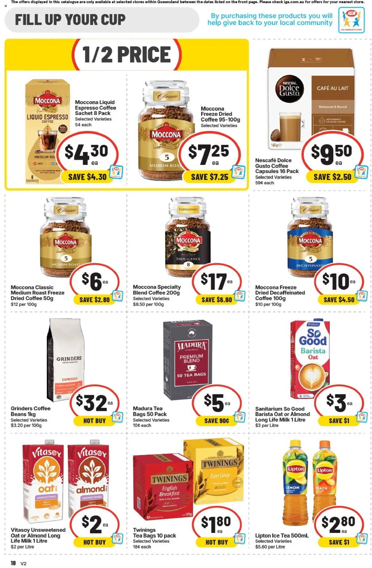 IGA catalogue - valid from 12/08/2026 | Page: 18 | Products: Milk, Tea, Moccona, Roast