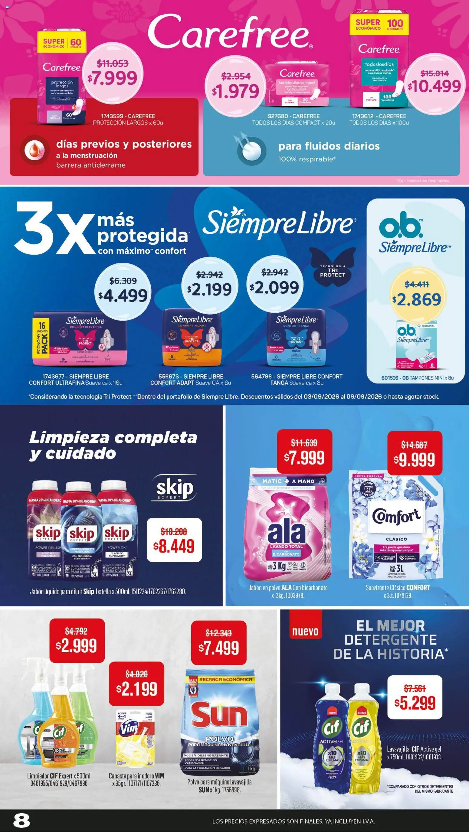 Makro ofertas │ válido desde el 03/09/2026 | Página: 8 | Productos: Botella, Inodoro, Fragancia, Diarios