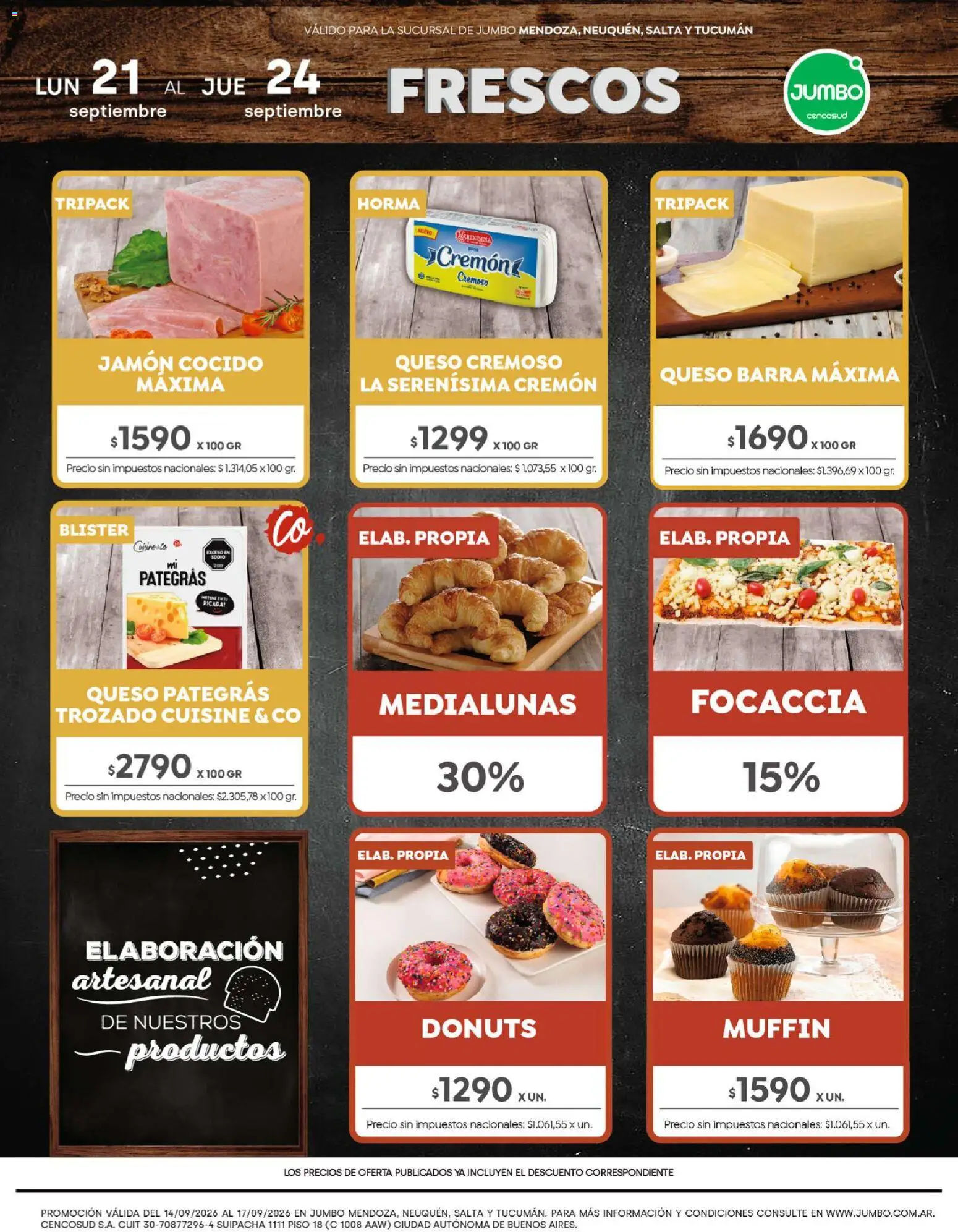 Jumbo - Ofertas | Interior │ válido desde el 21/09/2026 | Página: 1 | Productos: Focaccia, Jamón cocido, Queso, Jamón