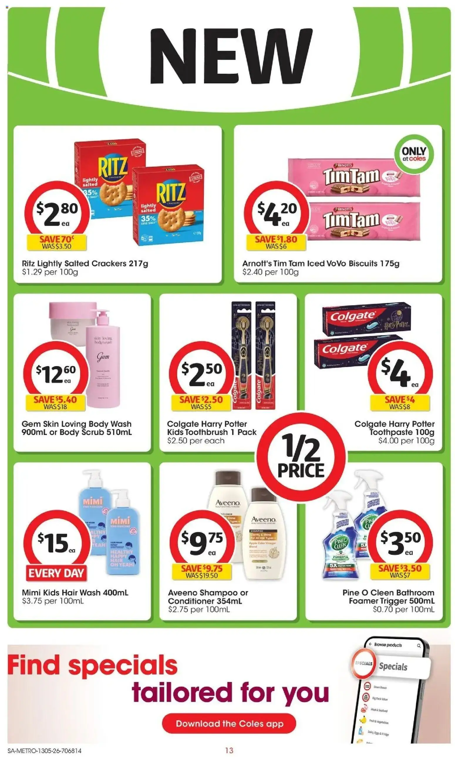 Coles catalogue - valid from 13.05.2026 | Page: 13 | Products: Gem, Salt, Vinegar, Fridge