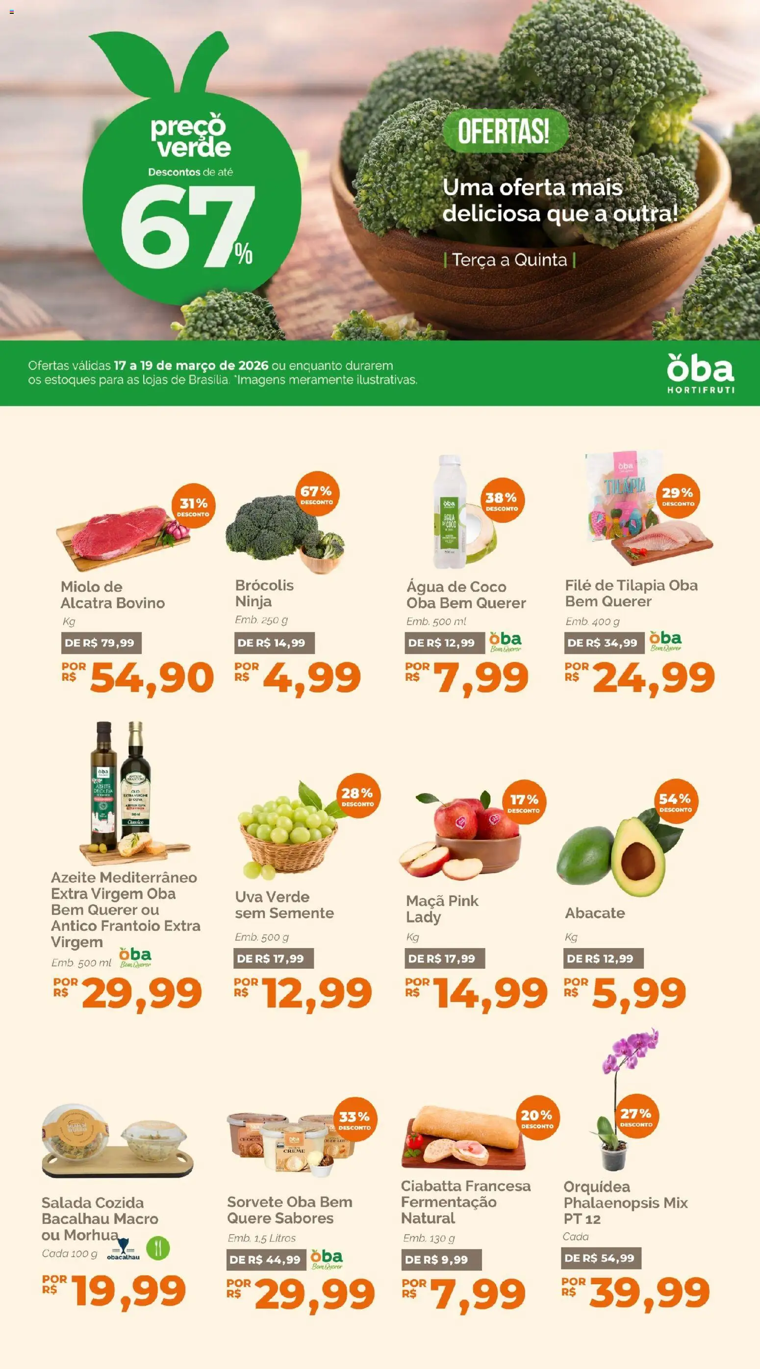 Oba Hortifruti Folheto - válido de 17.03.2026 | Página: 1 | Produtos: Coco, Água de coco, Salada, Filé de tilápia
