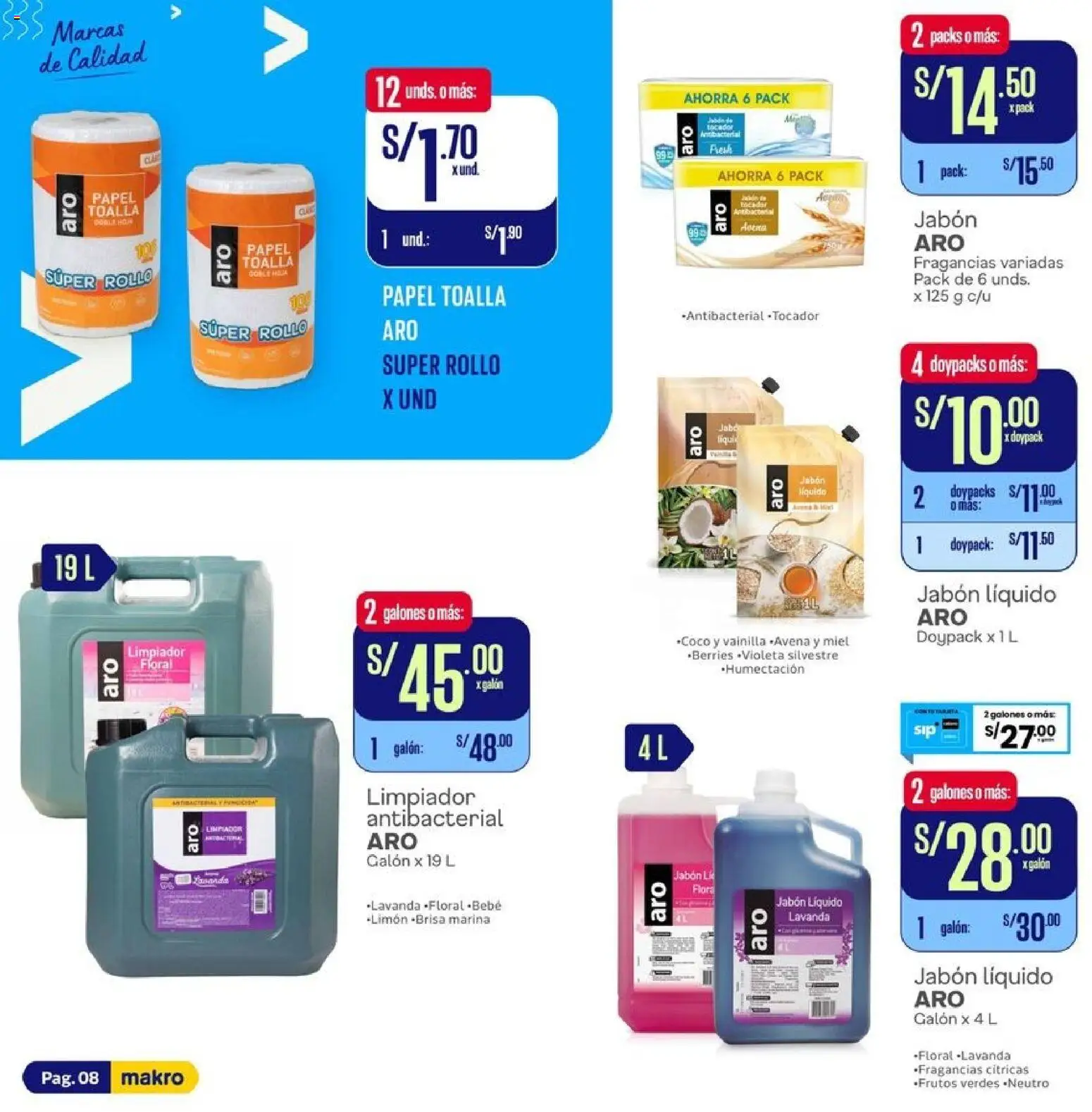 Catálogo Makro válido desde 10/09/2026 | Página: 8 | Productos: Jabón, Vainilla, Toalla, Avena
