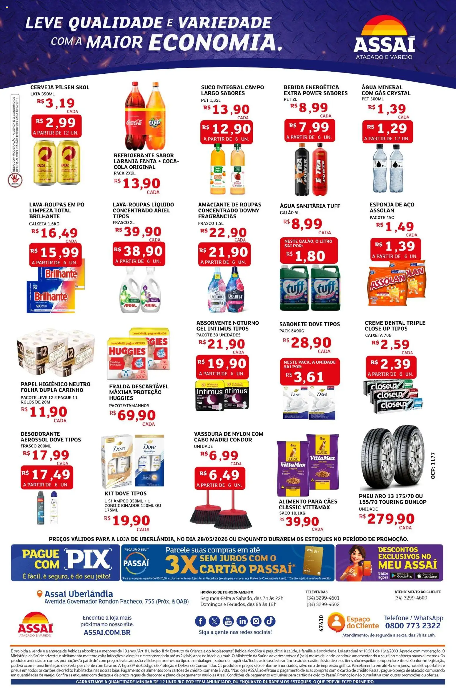 Assaí Atacadista Folheto - válido de 28.05.2026 | Página: 2 | Produtos: Cerveja, Creme dental, Amaciante, Água sanitária