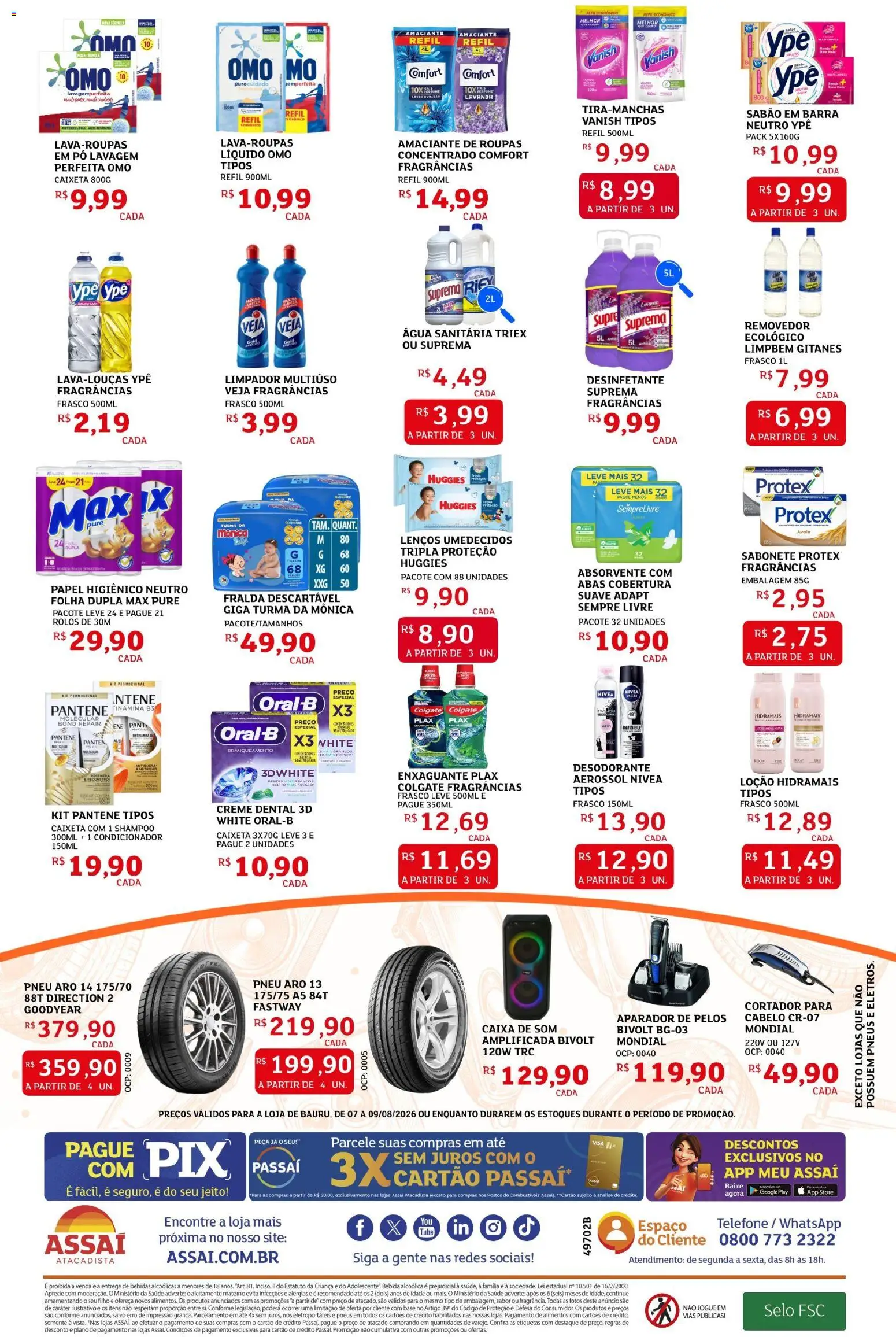 Assaí Atacadista Folheto - válido de 07/08/2026 | Página: 2 | Produtos: Sabão, Roupas, Aveia, Telefone