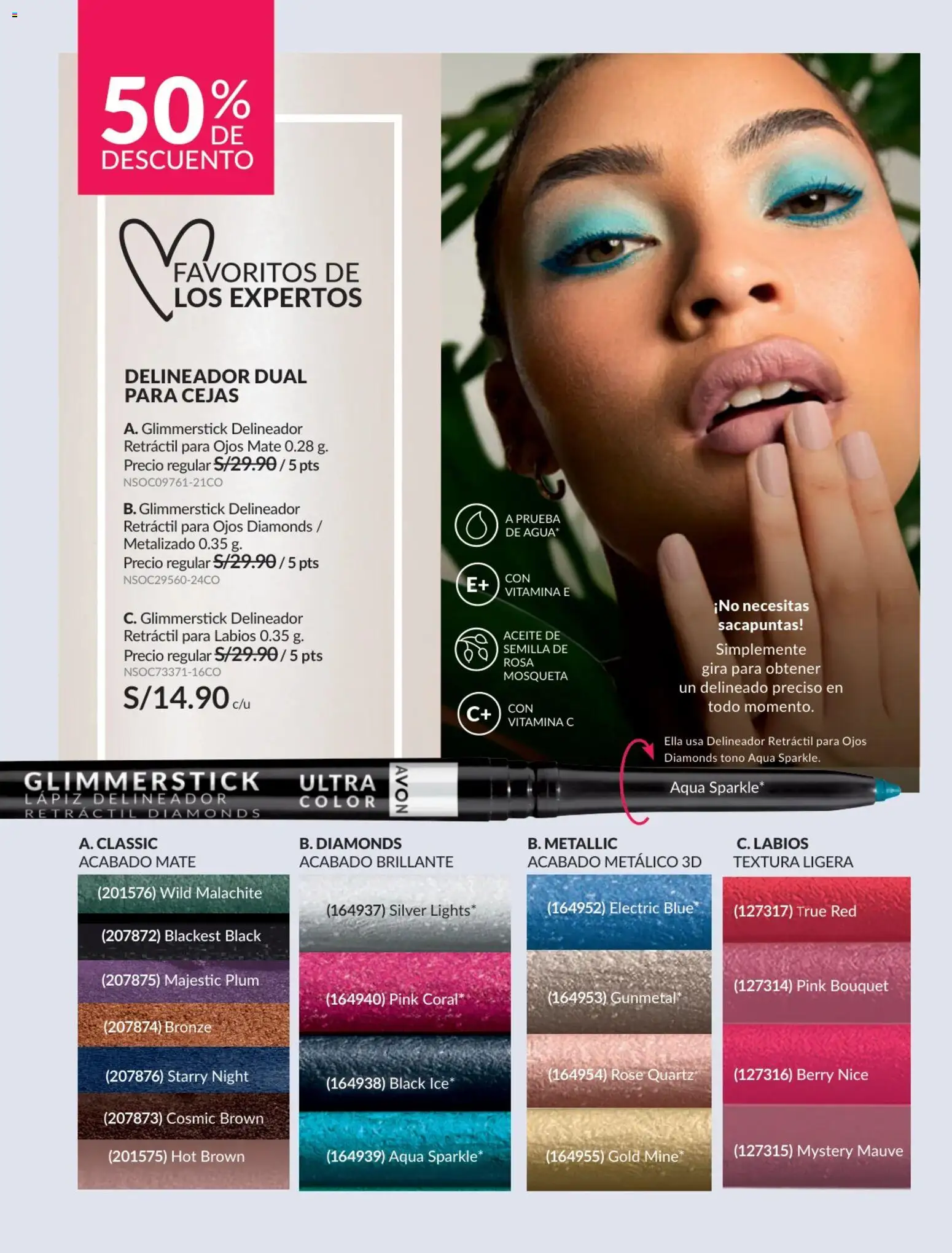 Catálogo Avon válido desde 17.06.2026 | Página: 20 | Productos: Delineador, Aceite, Sacapuntas