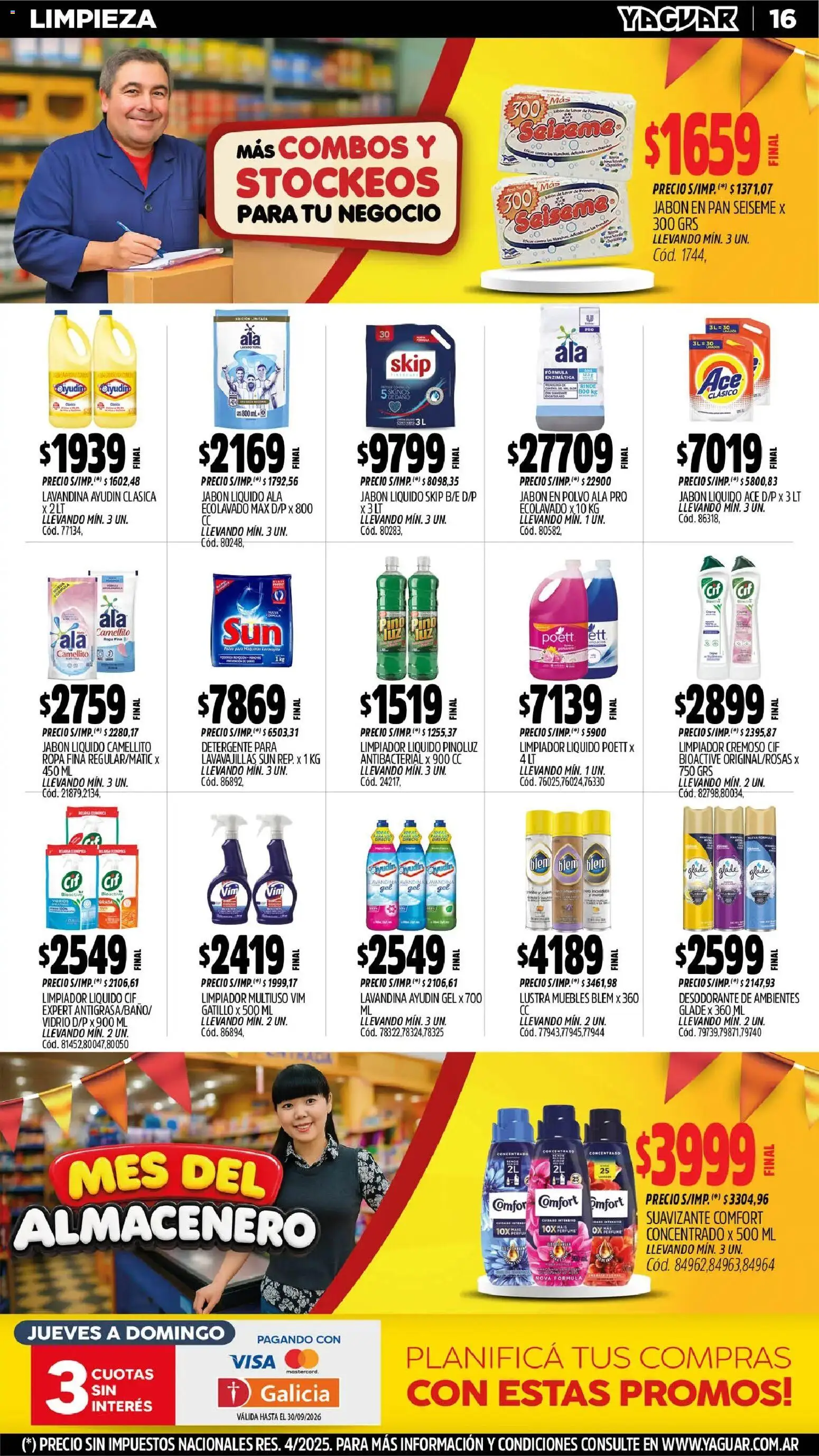 Yaguar - Oferta Semanal Córdoba │ válido desde el 31/08/2026 | Página: 16 | Productos: Jabón líquido, Jabón en polvo, Detergente, Pan