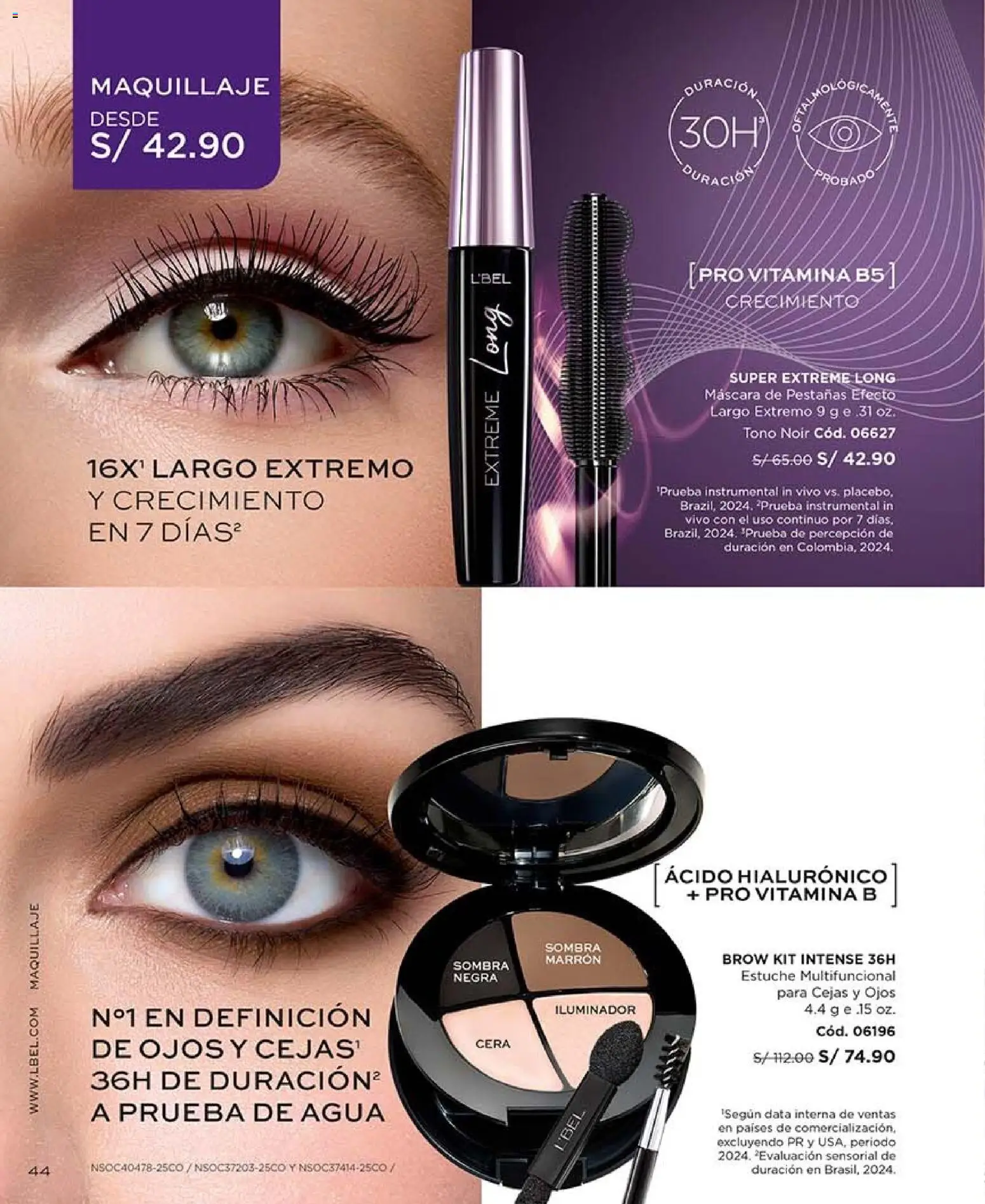 Catálogo L'Bel válido desde 03/10/2026 | Página: 44 | Productos: Máscara, Agua, Maquillaje