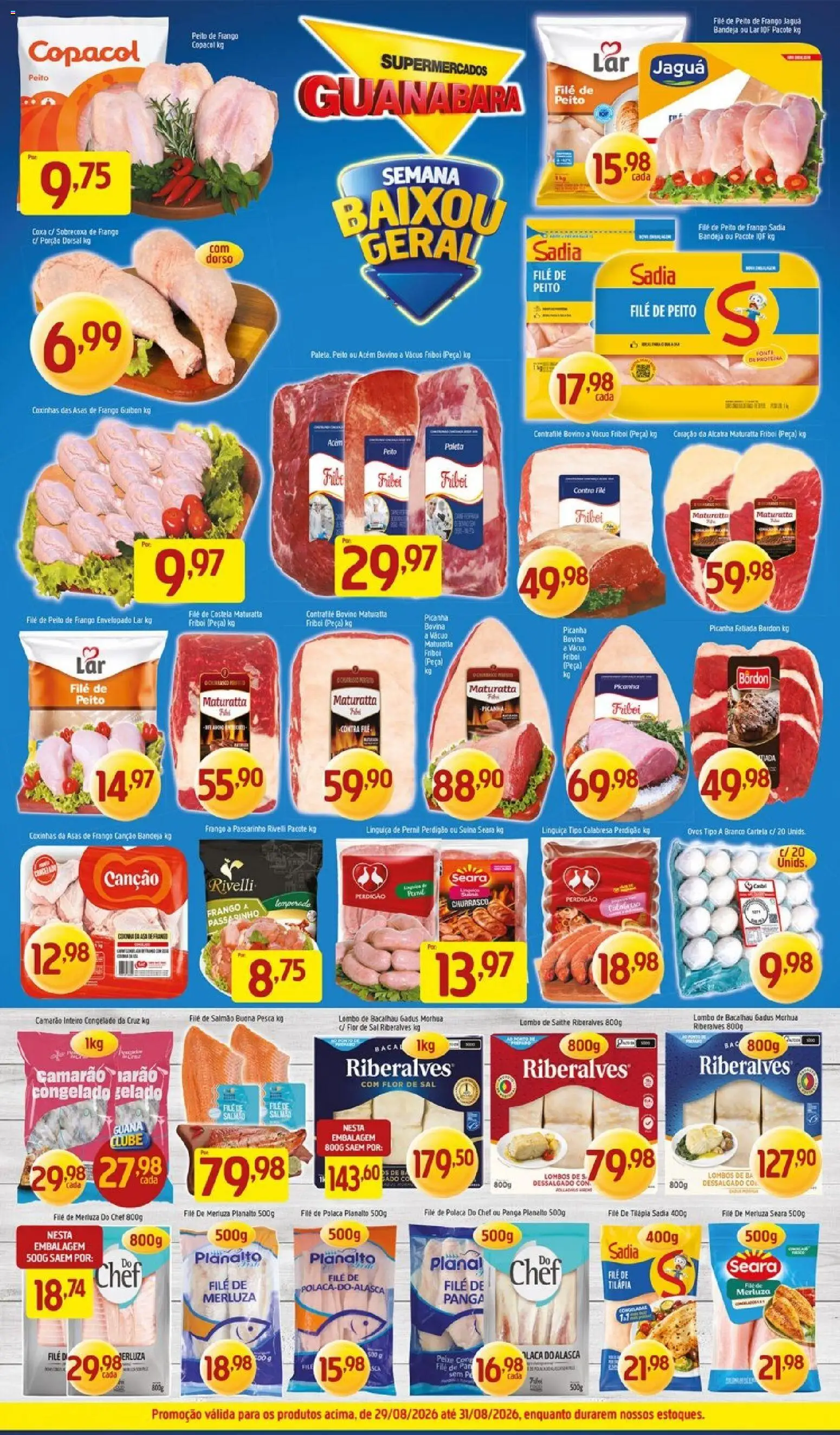 Supermercados Guanabara Folheto - válido de 29/08/2026 | Página: 5 | Produtos: Pera, Ovos, Tilápia, Peito de frango