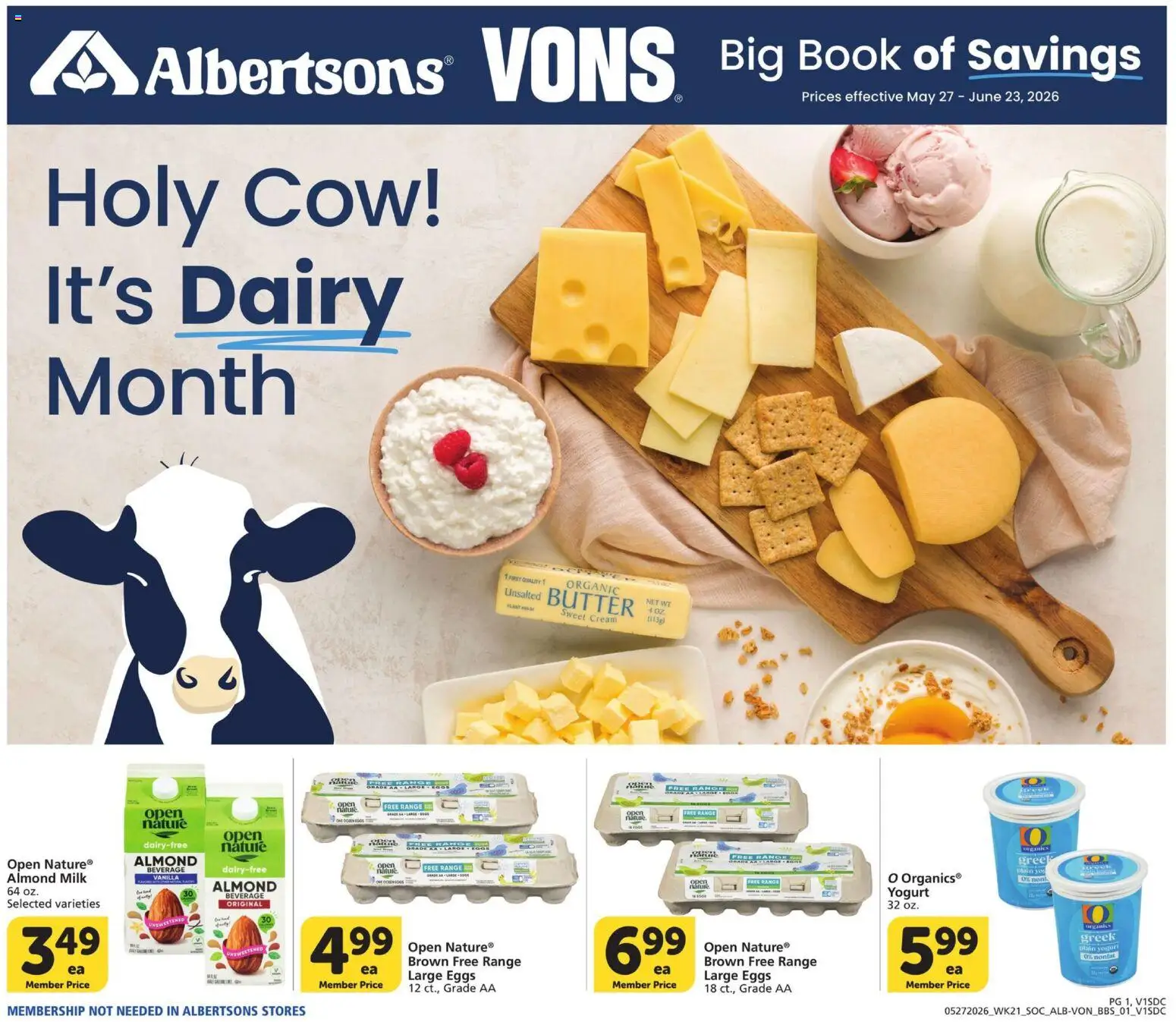 Vons Big Book of Savings - valid from 27.05.2026 | Page: 1 | Products: Butter, Yogurt, Eggs, Cream