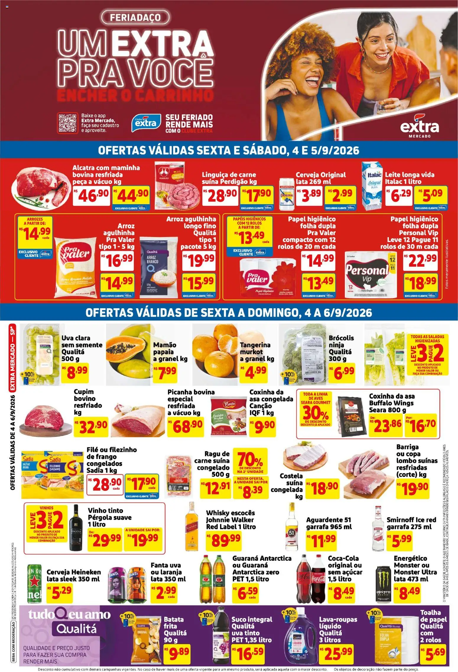 Extra Folheto - válido de 04/09/2026 | Página: 1 | Produtos: Aves, Faca, Heineken, Brócolis