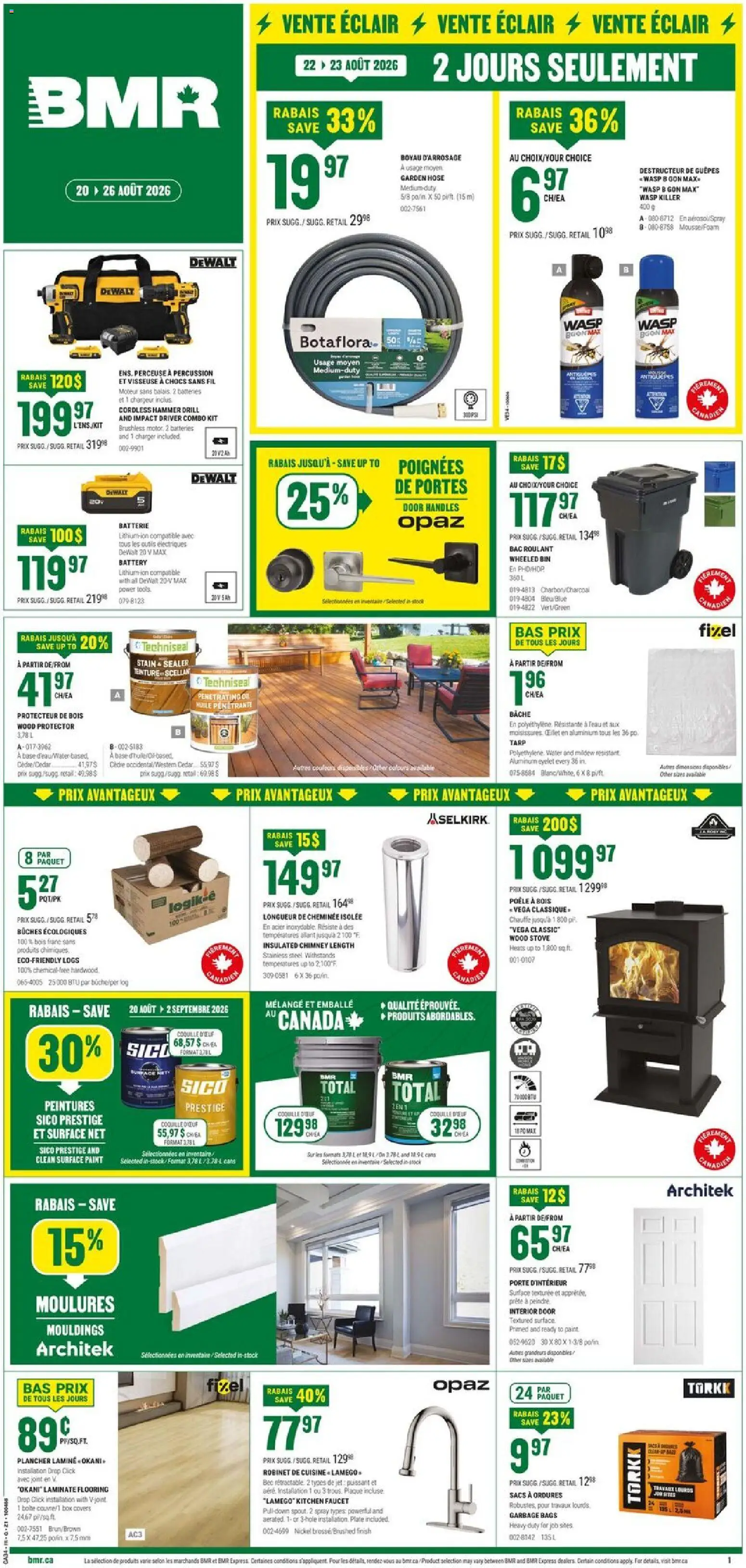 BMR flyer valid from Aug 20, 2026 | Page: 1 | Products: Water, Garbage bags, Stove, Charcoal
