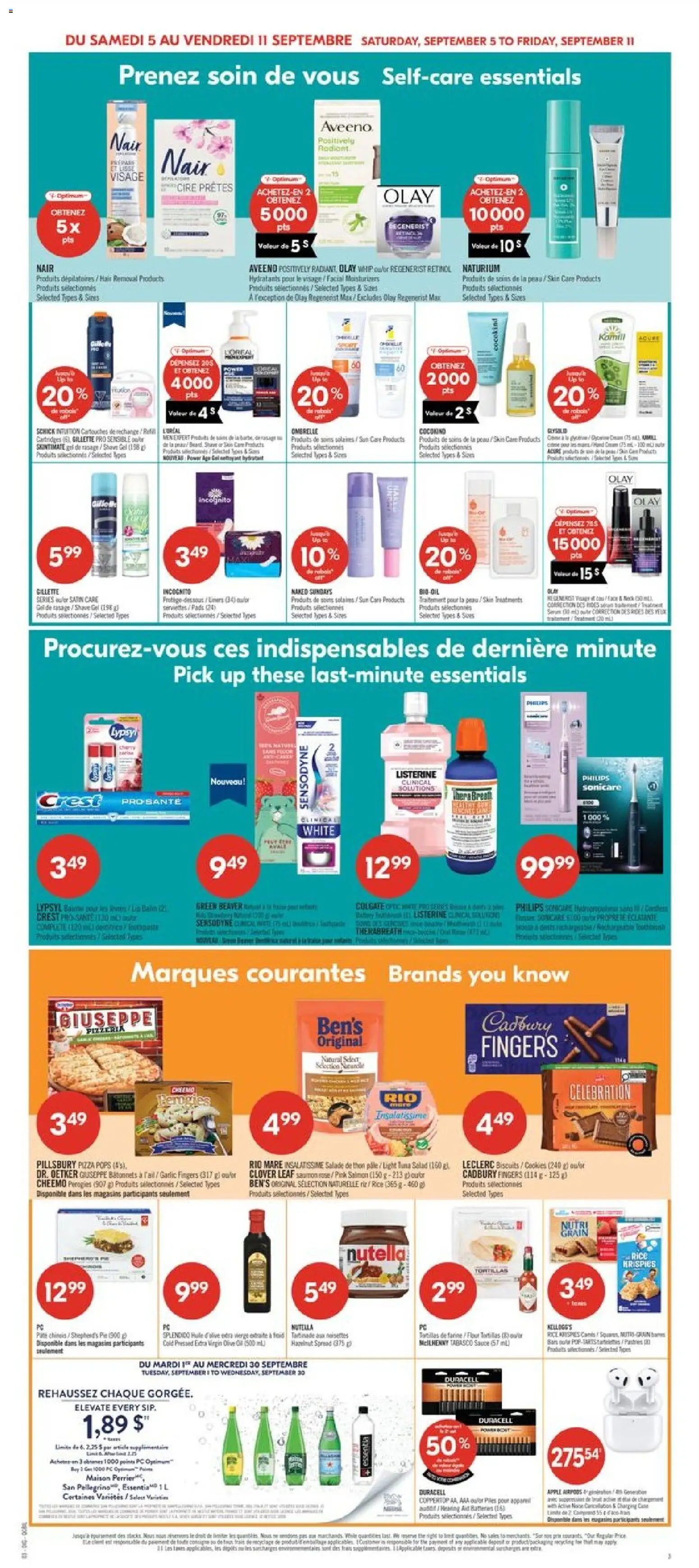 Pharmaprix flyer valid from Sep 5, 2026 | Page: 19 | Products: Flour, Tortillas, Nutella, Garlic