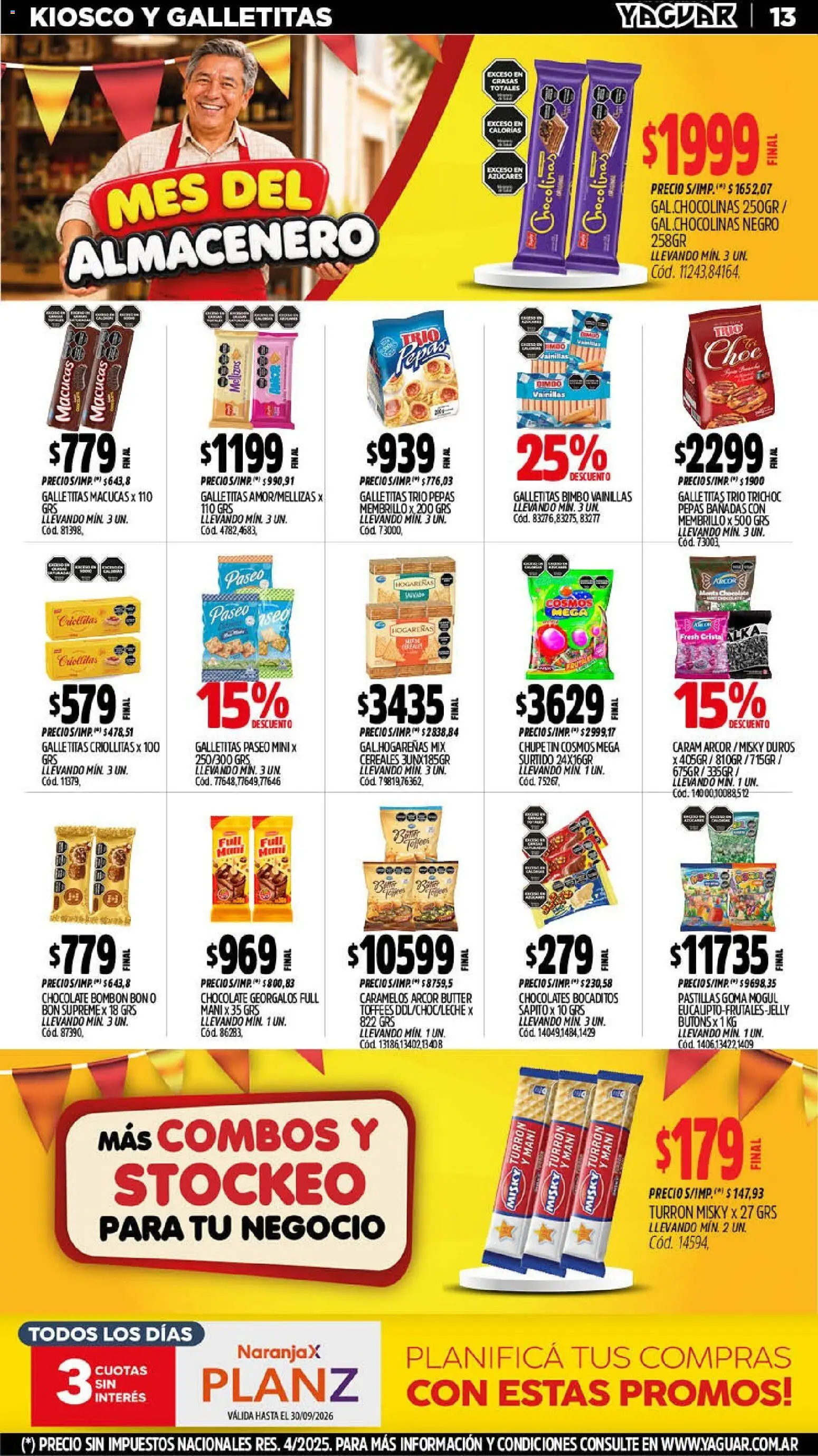 Yaguar - Oferta Semanal Córdoba │ válido desde el 14/09/2026 | Página: 13 | Productos: Papa, Mani, Chocolate, Cereales