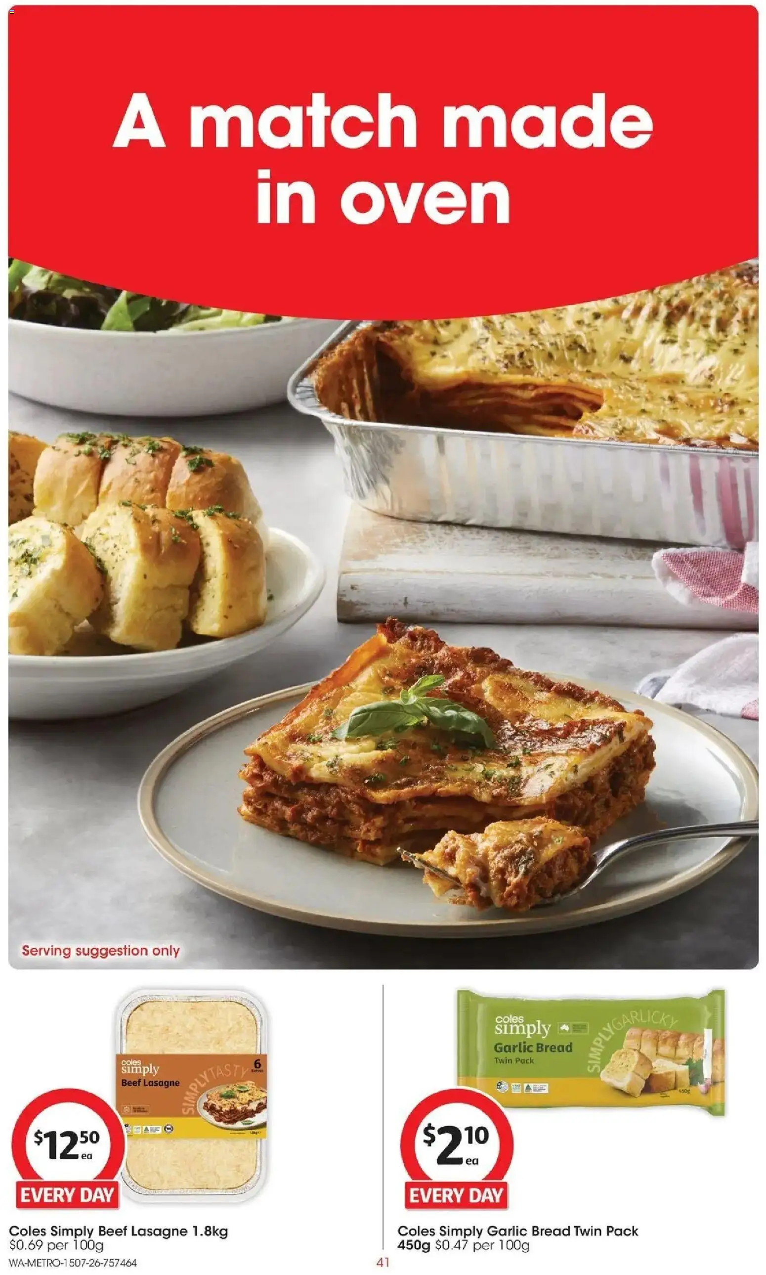 Coles catalogue - valid from 15/07/2026 | Page: 41 | Products: Bread, Beef, Garlic, Lasagne