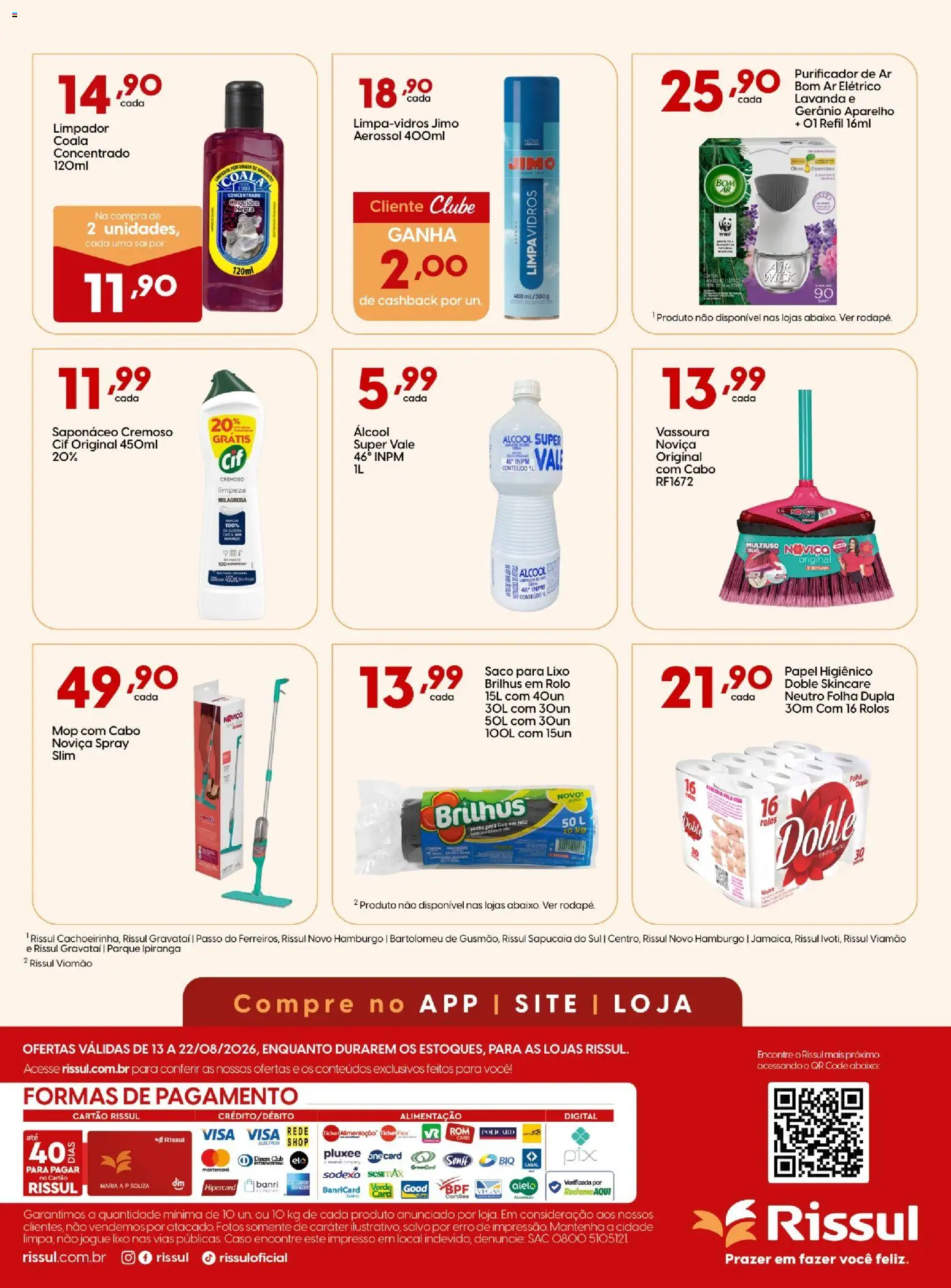 Rissul Folheto - válido de 13/08/2026 | Página: 16 | Produtos: Saco para lixo, Purificador, Saponáceo, Cabo