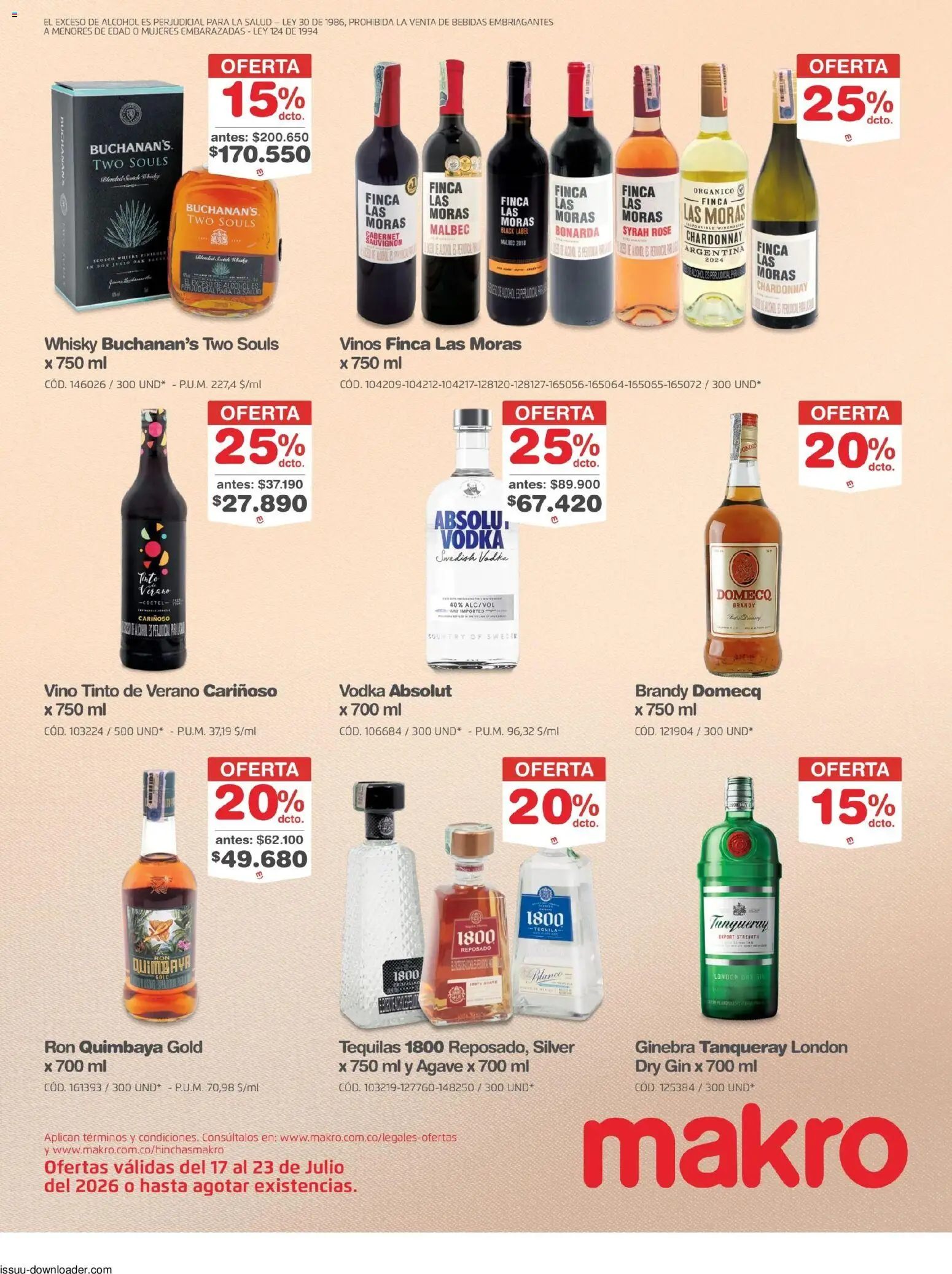 Makro revista - valida desde el 17/07/2026 | Página: 15 | Productos: Whisky, Brazo de reina, Corta uñas, Tintura