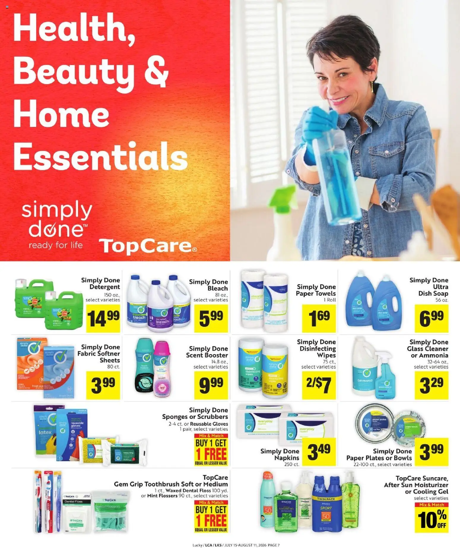 Lucky Supermarkets Online Savings Guide - valid from 07/15/2026 | Page: 7 | Products: Soap, Toothbrush, Dental Floss, Gloves