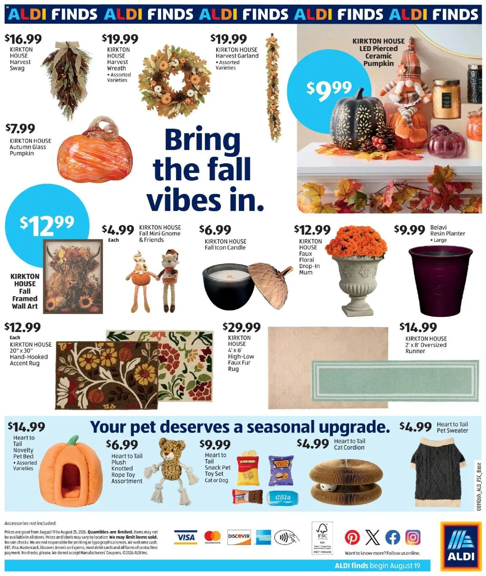 Aldi In Store Ad - valid from 08/19/2026 | Page: 2 | Products: Bed, Pet Bed, Sweater, Pumpkin
