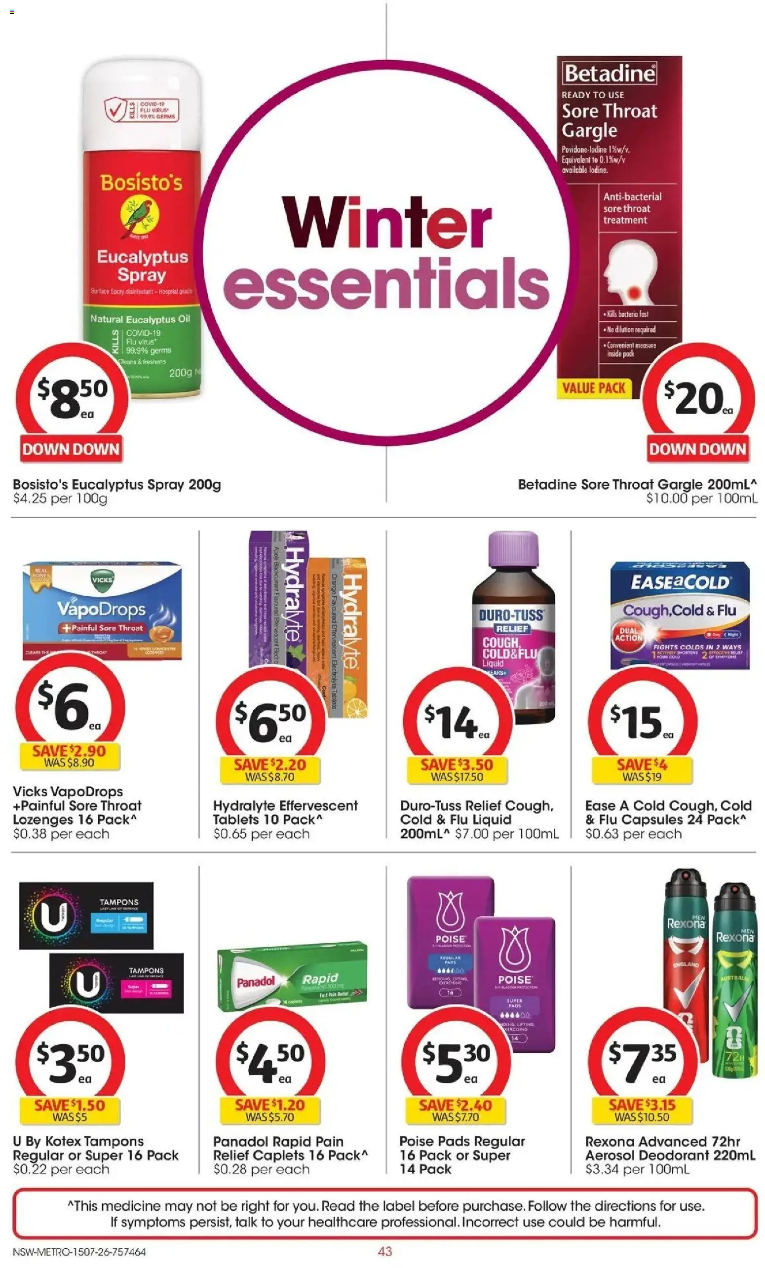 Coles catalogue - valid from 15/07/2026 | Page: 43 | Products: Deodorant, Capsules, Tampons, Tablets