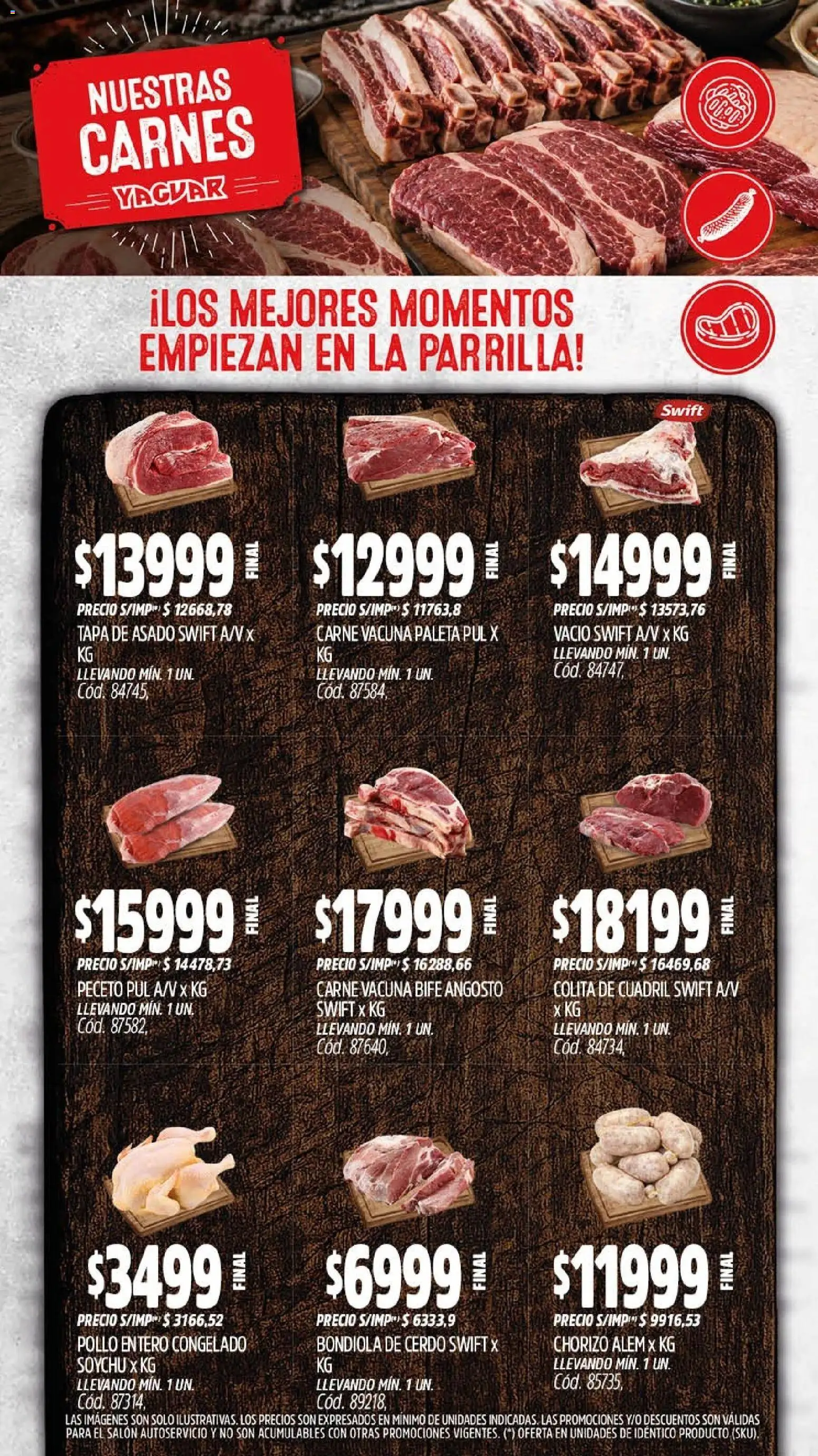 Yaguar - Oferta Semanal Córdoba │ válido desde el 10/08/2026 | Página: 7 | Productos: Pollo entero, Cuadril, Bife, Cerdo