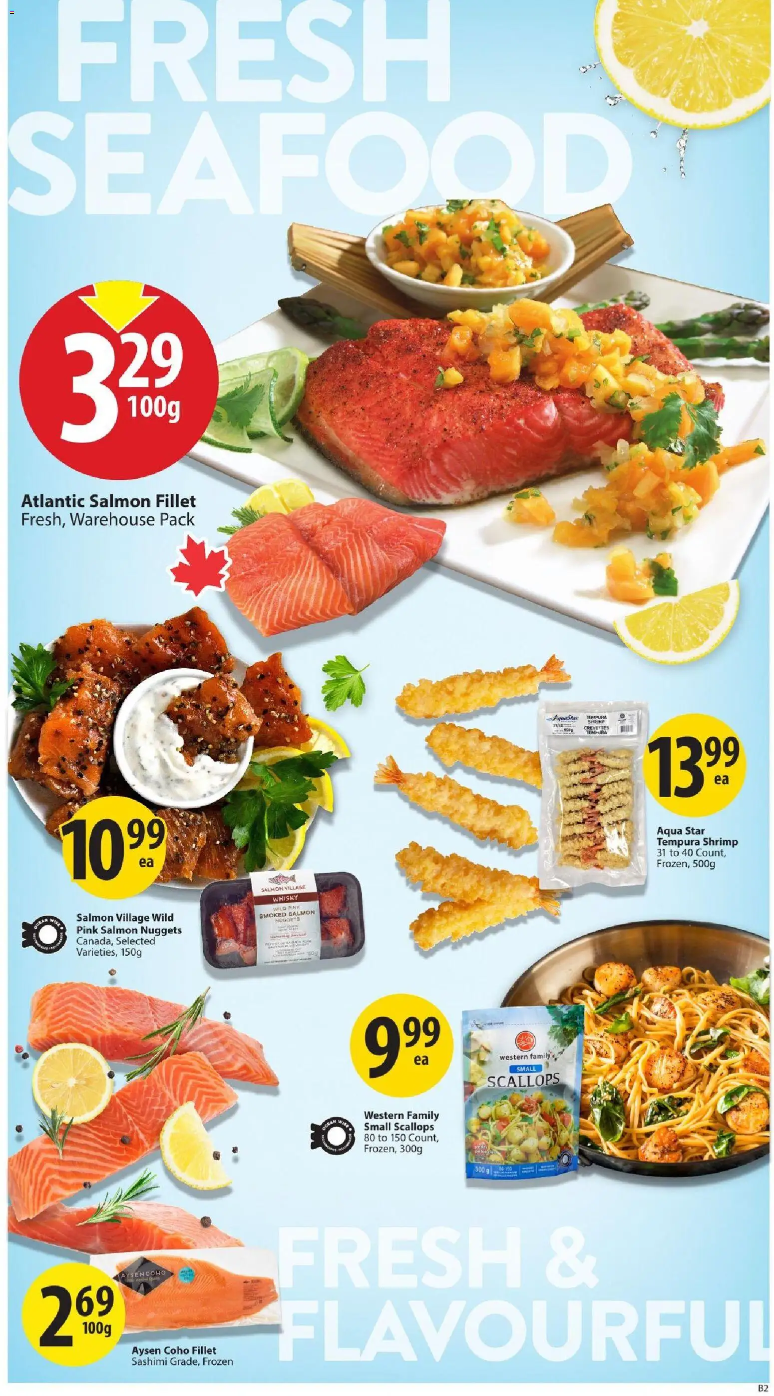 Save on foods flyer valid from Aug 6, 2026 | Page: 9 | Products: Fillet, Seafood, Salmon fillet, Shrimp