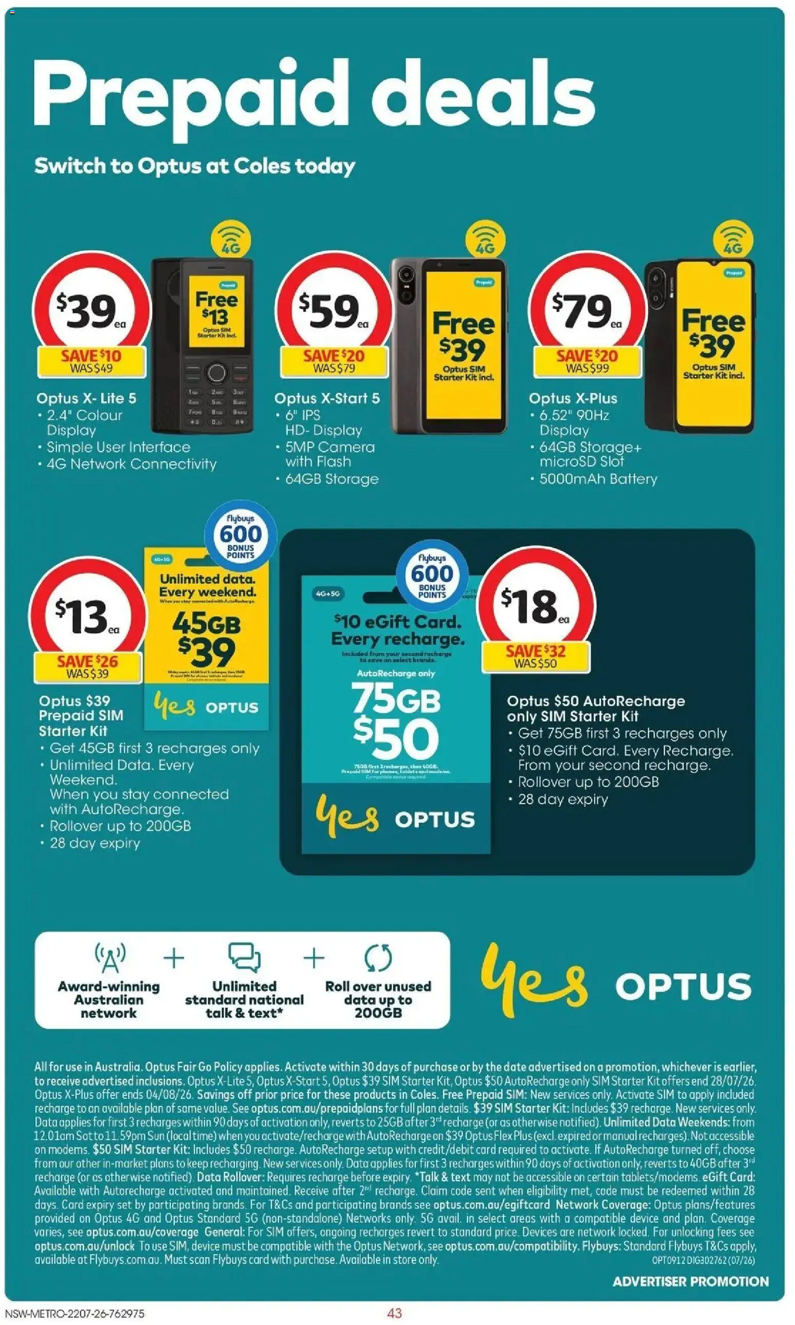Coles catalogue - valid from 22/07/2026 | Page: 43 | Products: Date, Device, Mobile, Tablets