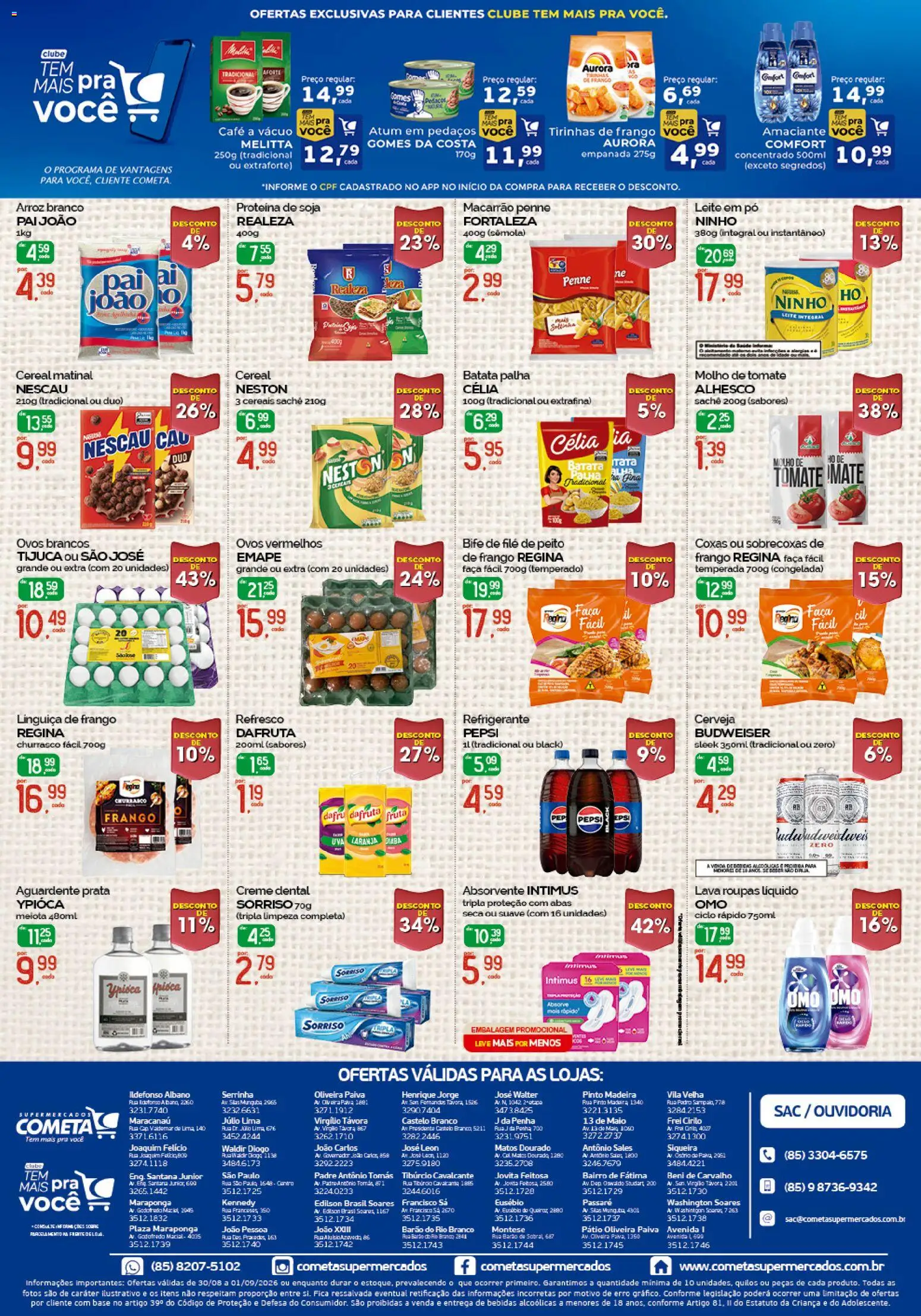 Cometa Supermercados Folheto - válido de 30/08/2026 | Página: 2 | Produtos: Gomes da costa, Creme, Batata palha, Creme dental