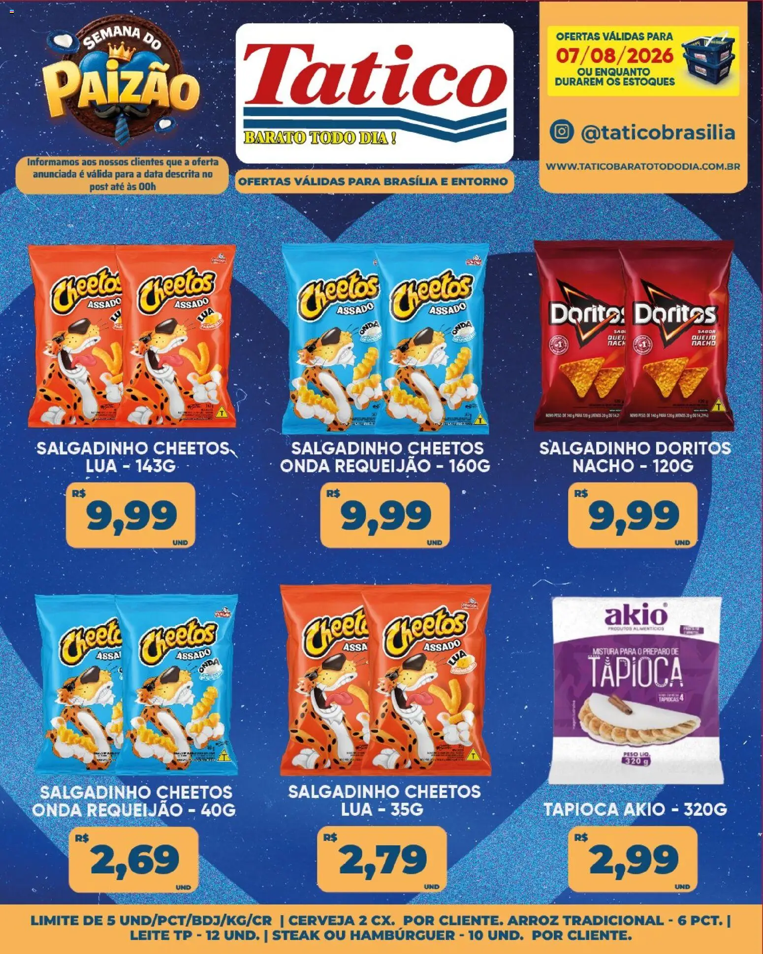 Tatico Folheto - válido de 07/08/2026 | Página: 18 | Produtos: Steak, Tapioca, Leite, Cheetos