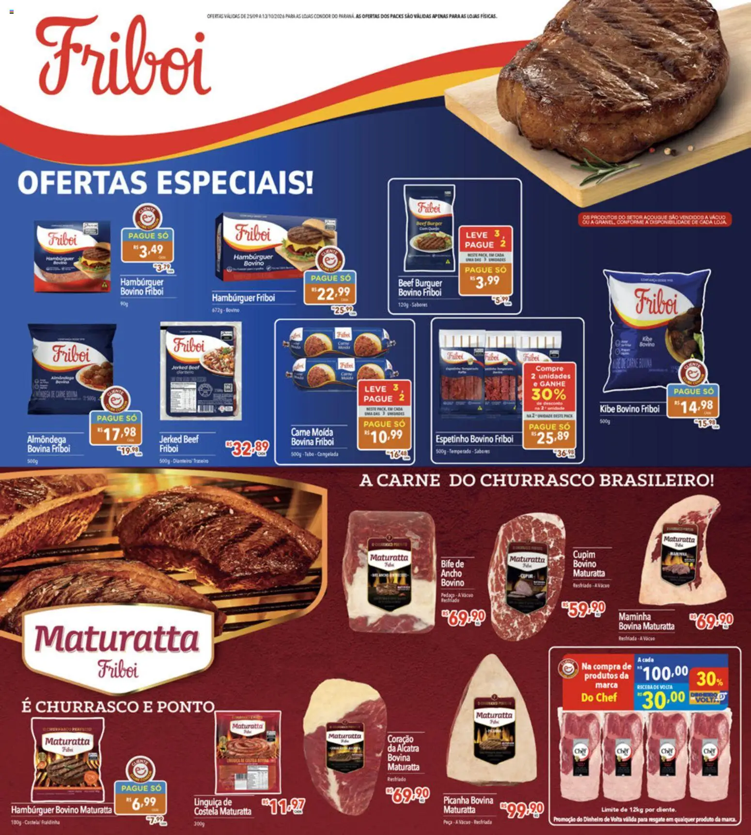 Supermercados Condor Folheto - válido de 25/09/2026 | Página: 17 | Produtos: Ancho Maturatta, Maminha, Picanha, Hambúrguer