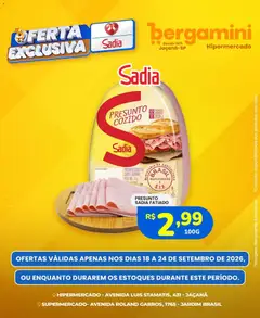 Supermercado Bergamini ofertas Sadia e a Perdigão - Pré-Visualização do folheto da loja Supermercado Bergamini, válido de 18/09/2026