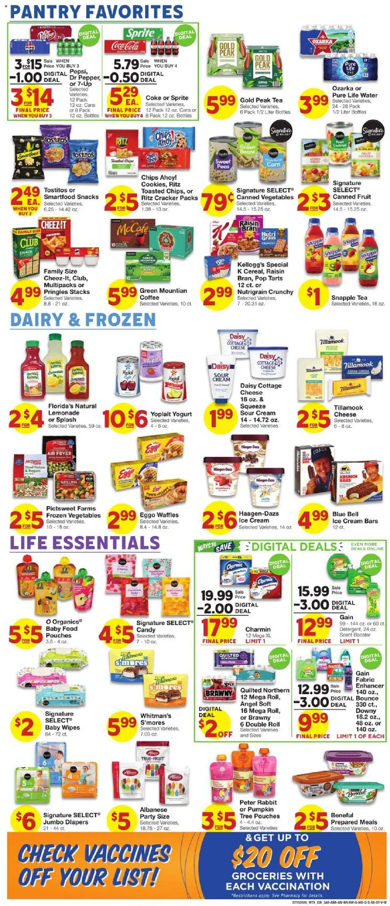 United Supermarkets Weekly Ad - valid from 07/15/2026 | Page: 4 | Products: Coffee, Cottage cheese, Baby food, Pumpkin