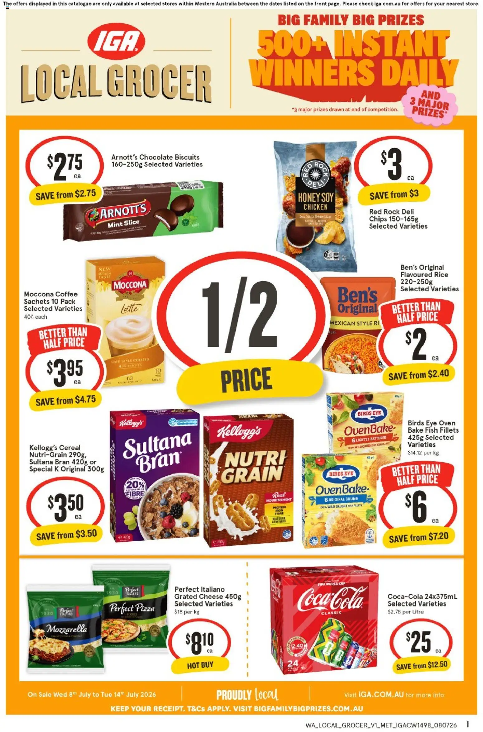 IGA catalogue - valid from 08/07/2026 | Page: 1 | Products: Coffee, Fish, Cereal, Oven