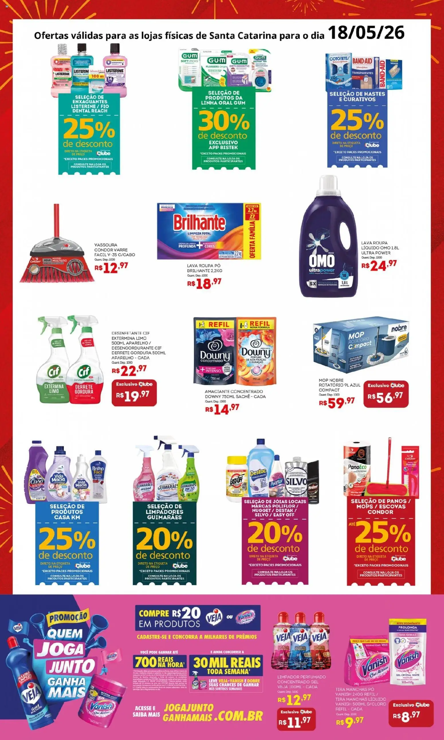 Bistek Supermercados Folheto - válido de 18.05.2026 | Página: 2 | Produtos: Tira manchas, Vanish, Desinfetante, Vassoura