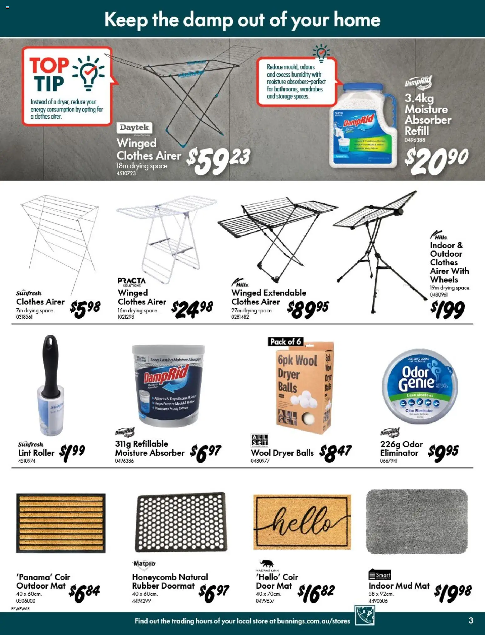 Bunnings Warehouse catalogue - valid from 20.05.2026 | Page: 3 | Products: Door, Doormat, Dryer