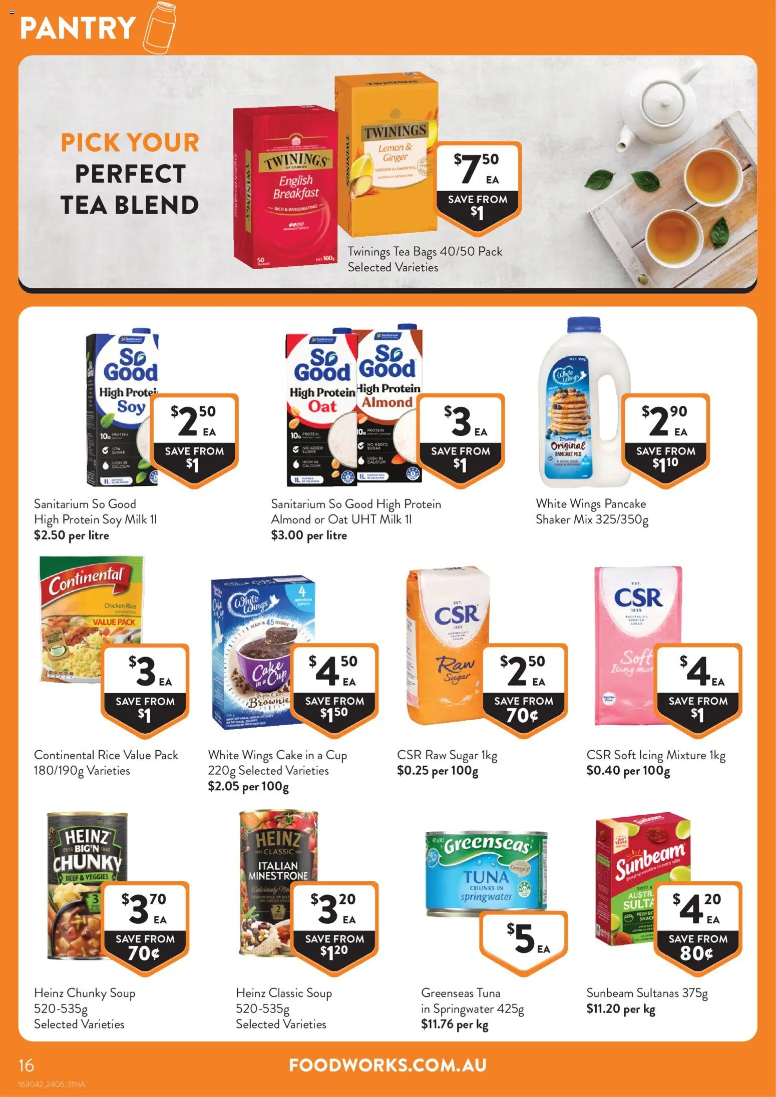 Foodworks catalogue - valid from 24/06/2026 | Page: 16 | Products: Milk, Ginger, Tea, Sugar