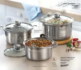Vista previa de Juego de 3 ollas con asa inox* Acero inoxidable., Juego de 3 ollas con asa inox* Acero inoxidable., nuevo folleto de la tienda, válido en México a partir del 10/07/2026 | Página: 137 | Productos: Juego, Válvula