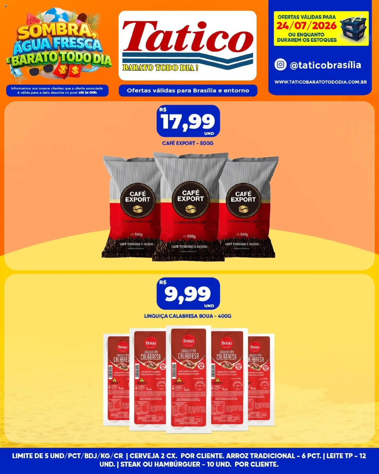 Tatico Folheto - válido de 25/07/2026 | Página: 31 | Produtos: Linguiça, Leite, Café, Arroz