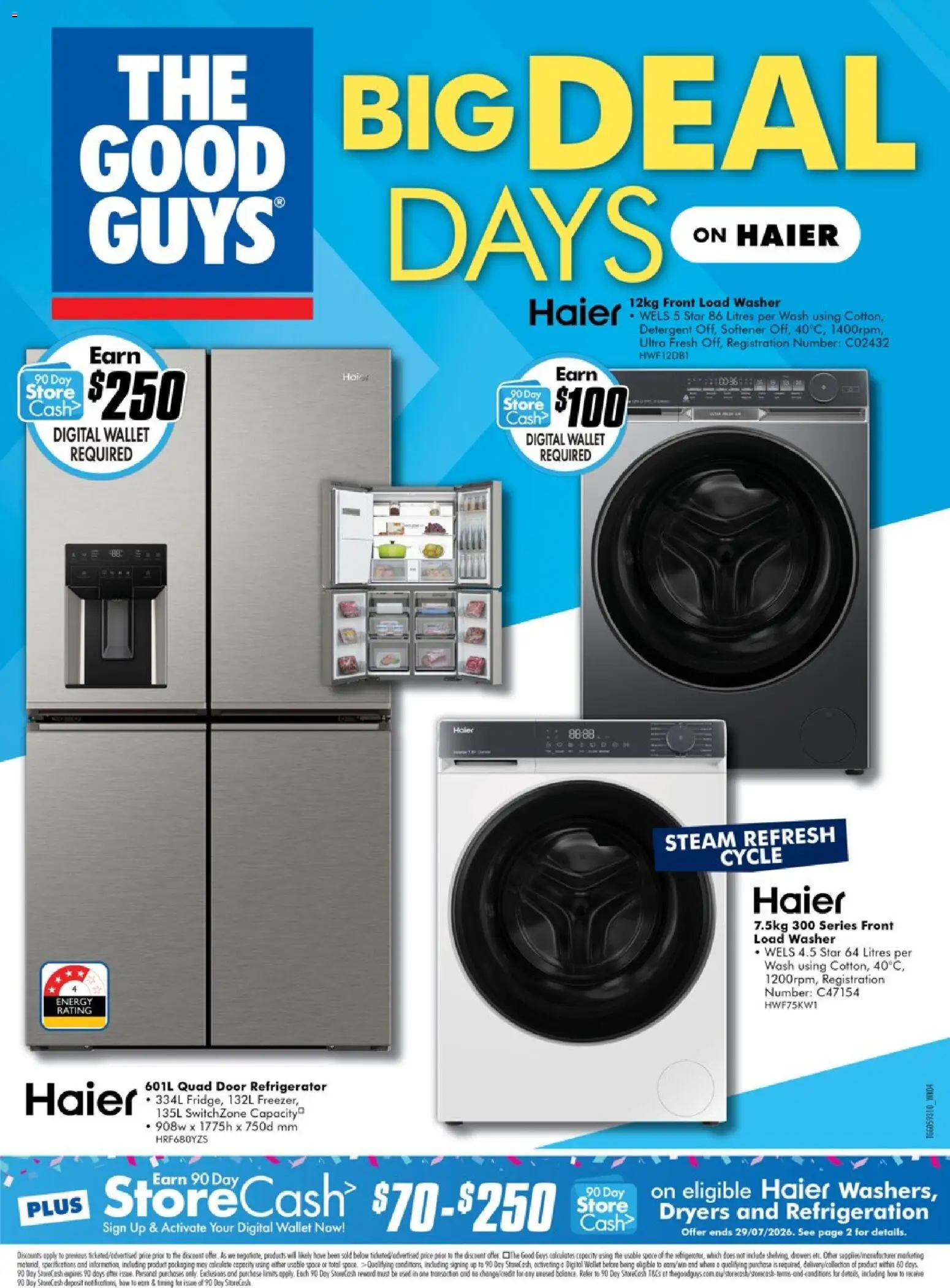 The Good Guys catalogue - valid from 22/07/2026 | Page: 1 | Products: Detergent, Wallet, Refrigerator, Washer