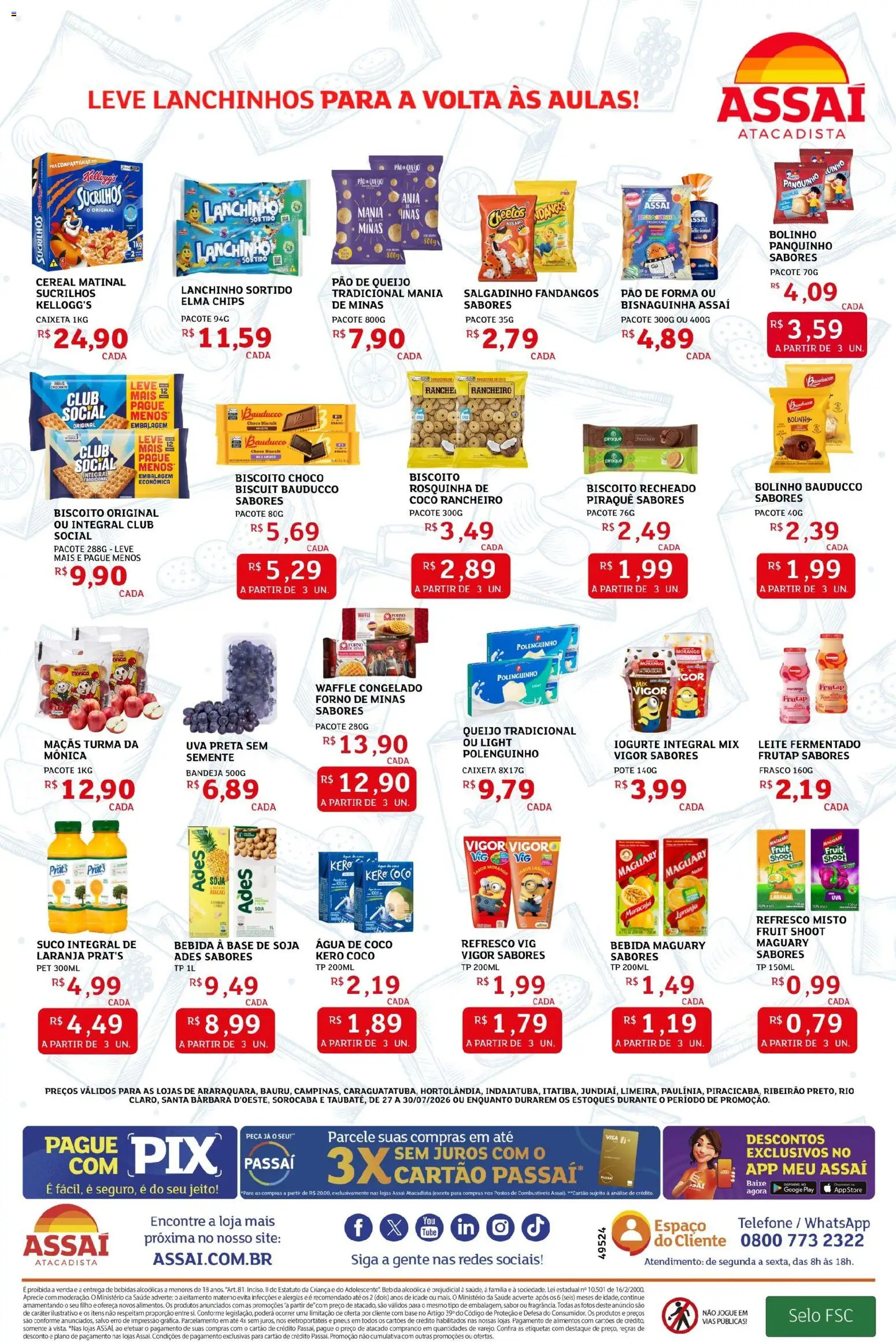 Assaí Atacadista Folheto - válido de 27/07/2026 | Página: 4 | Produtos: Refresco, Iogurte, Sucrilhos, Rosquinha