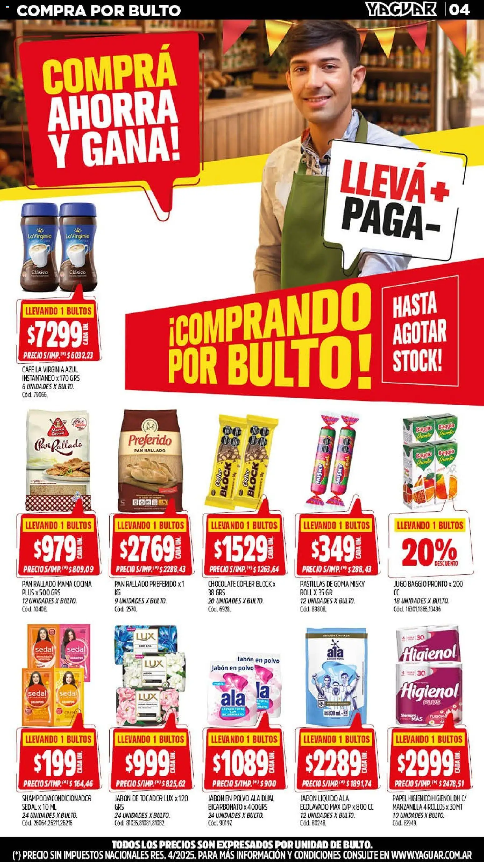 Yaguar - Oferta Semanal Trelew │ válido desde el 14/09/2026 | Página: 4 | Productos: Polvo, Jabón líquido, Pan, Crema