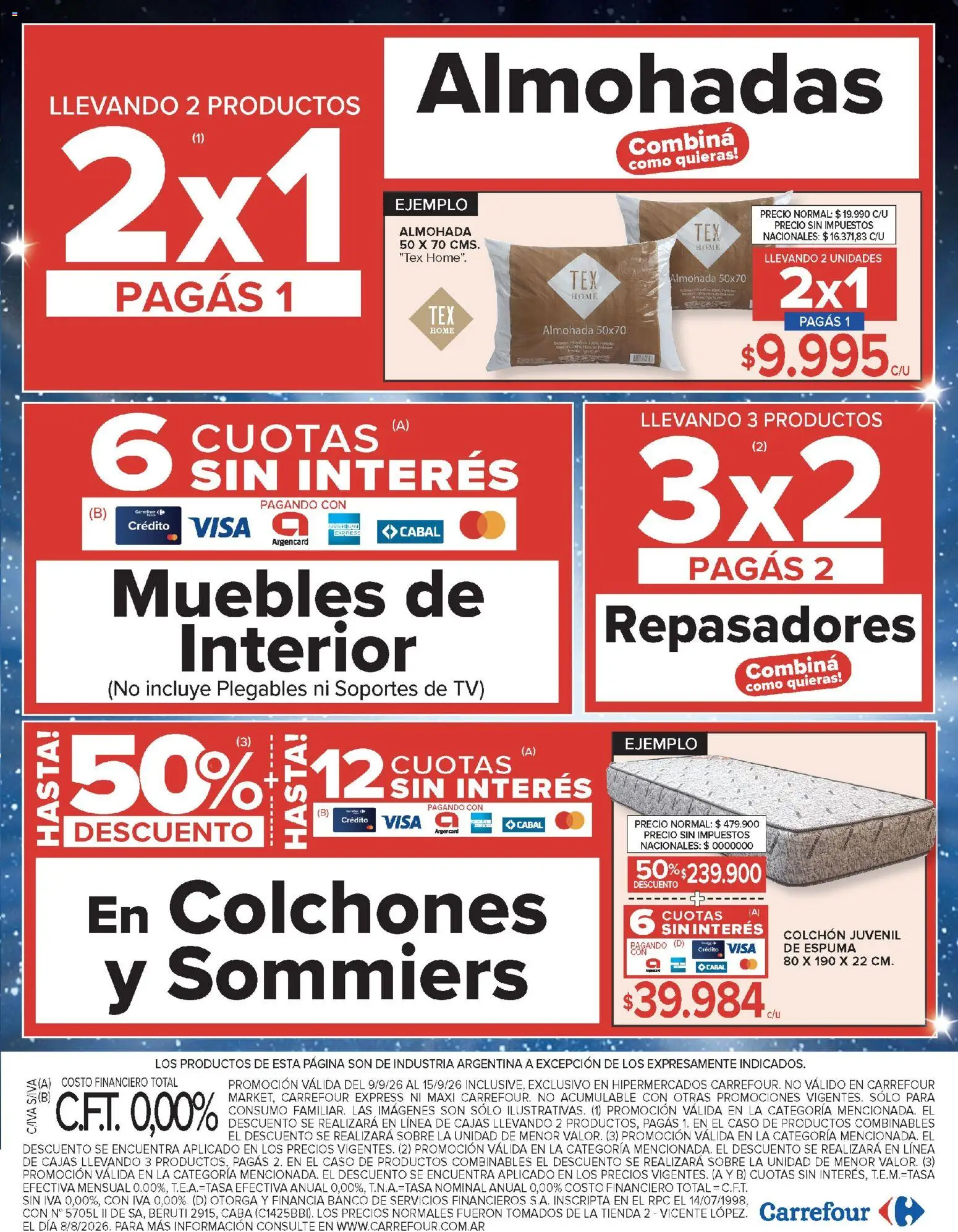 Carrefour - Ofertas │ válido desde el 09/09/2026 | Página: 27 | Productos: Colchón, Almohada, Sobre, Espuma